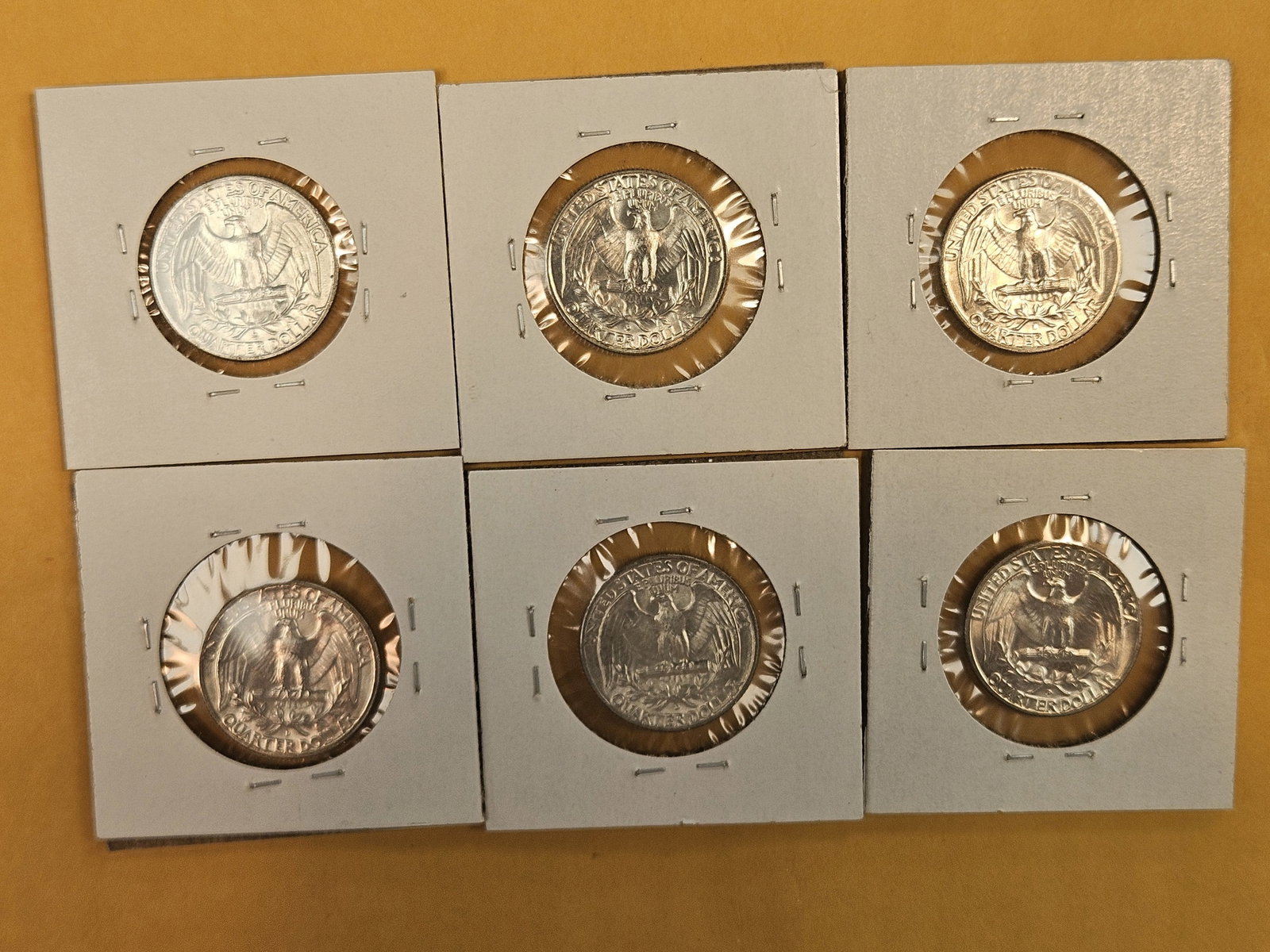 Six Very Choice to GEM Brilliant Uncirculated 1958-D Washington silver Quarters - 6
