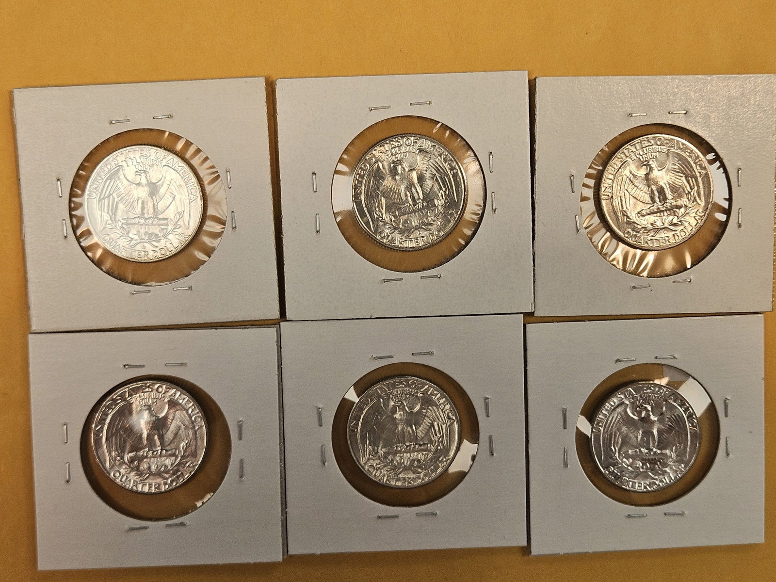 Six Very Choice to GEM Brilliant Uncirculated Washington silver Quarters - 6