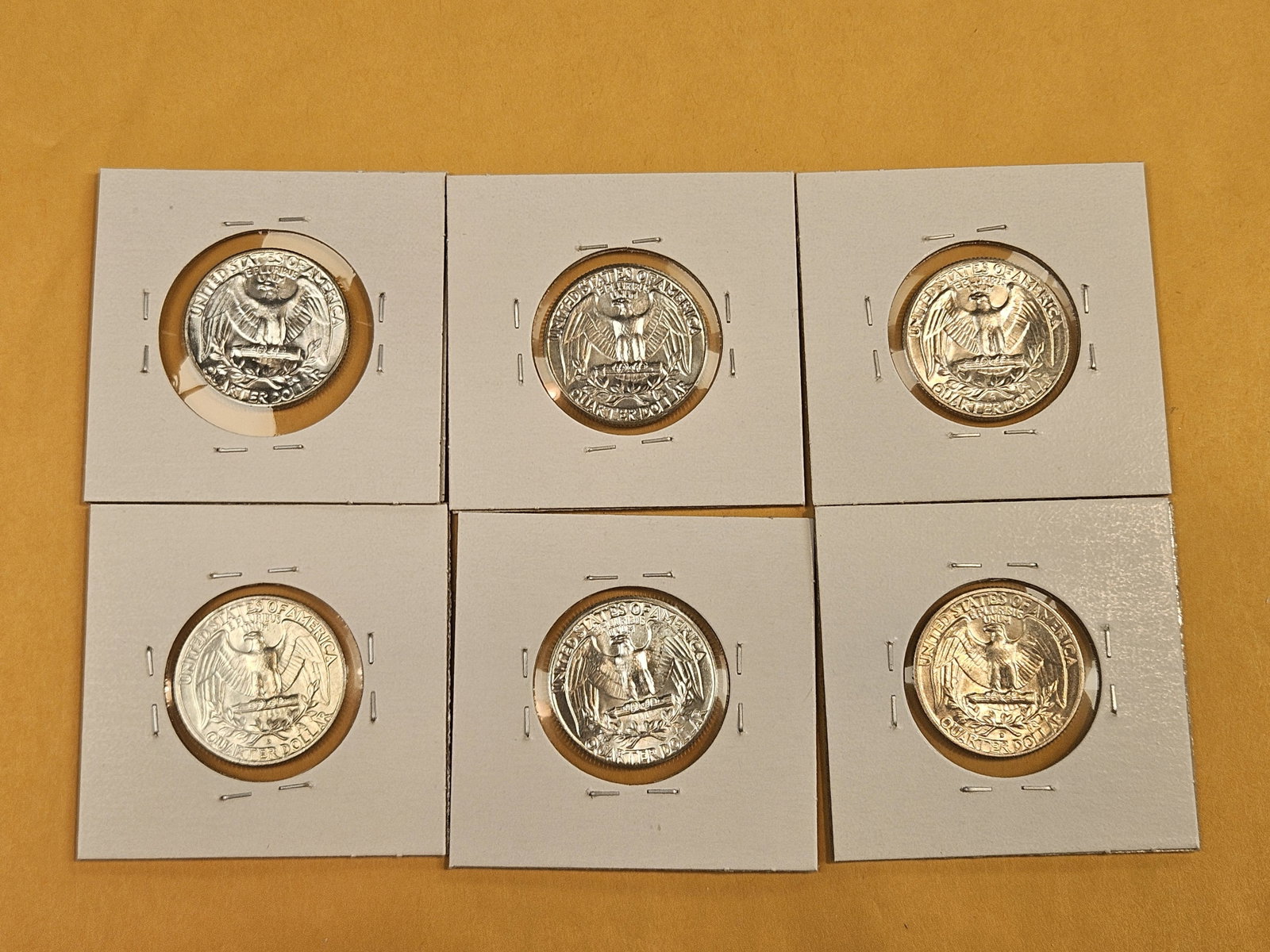 Six Very Choice to GEM Brilliant Uncirculated Washington silver Quarters - 7