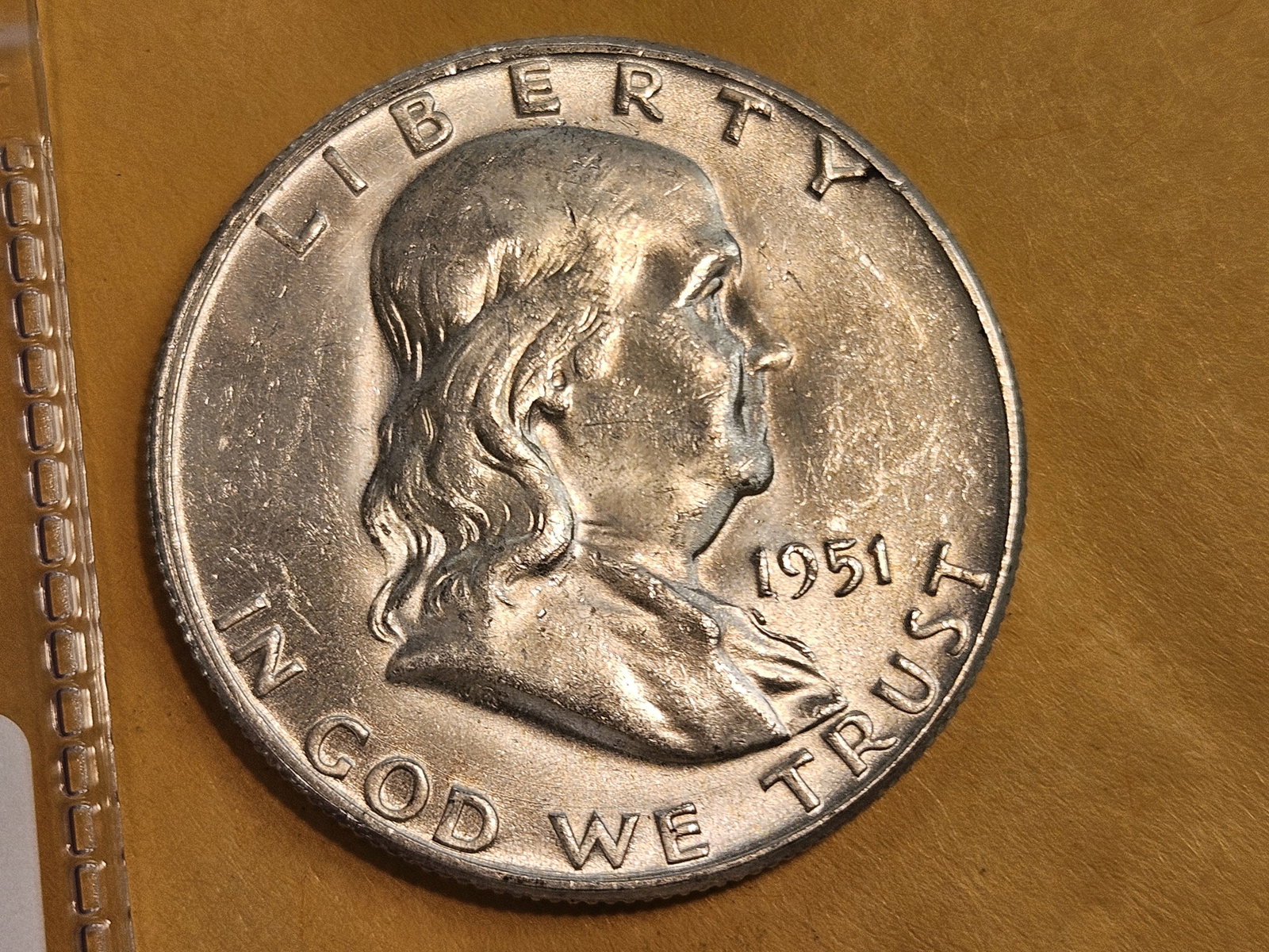 Choice Brilliant Uncirculated 1951-S Franklin Half Dollar: Decent strike for the year