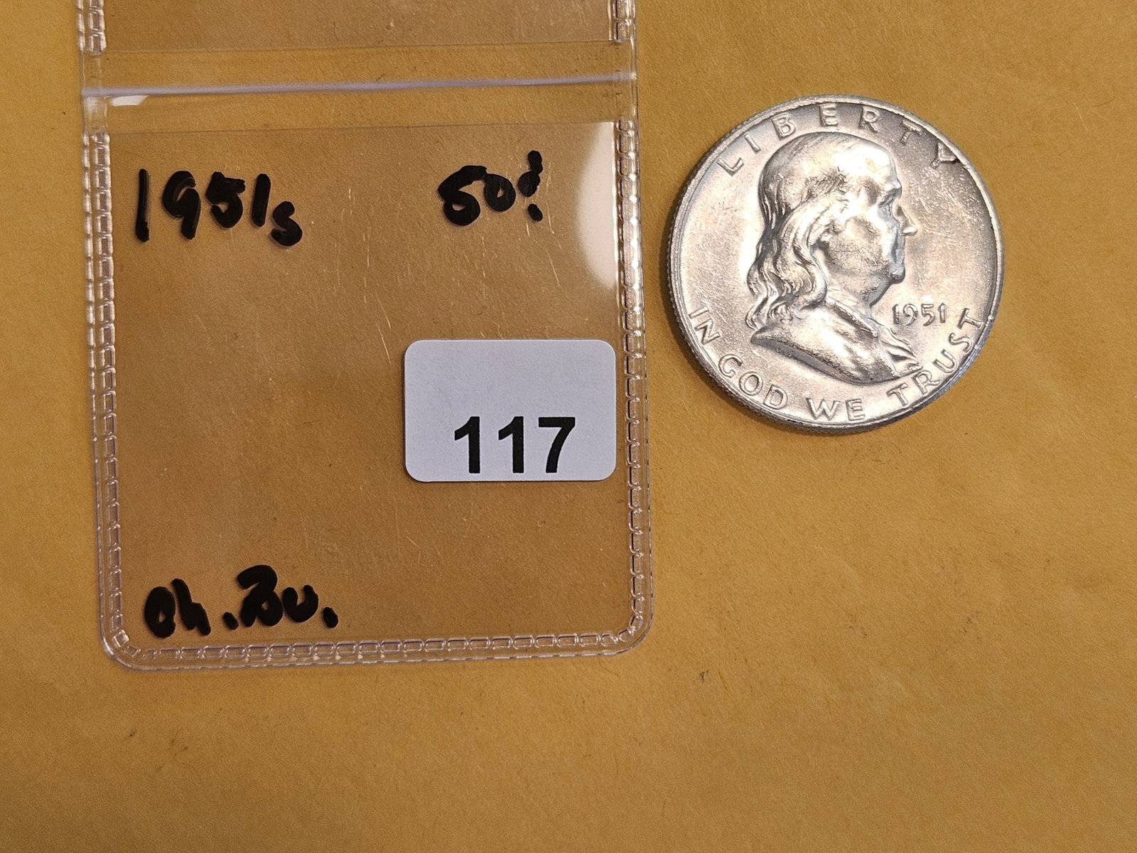 Choice Brilliant Uncirculated 1951-S Franklin Half Dollar - 2