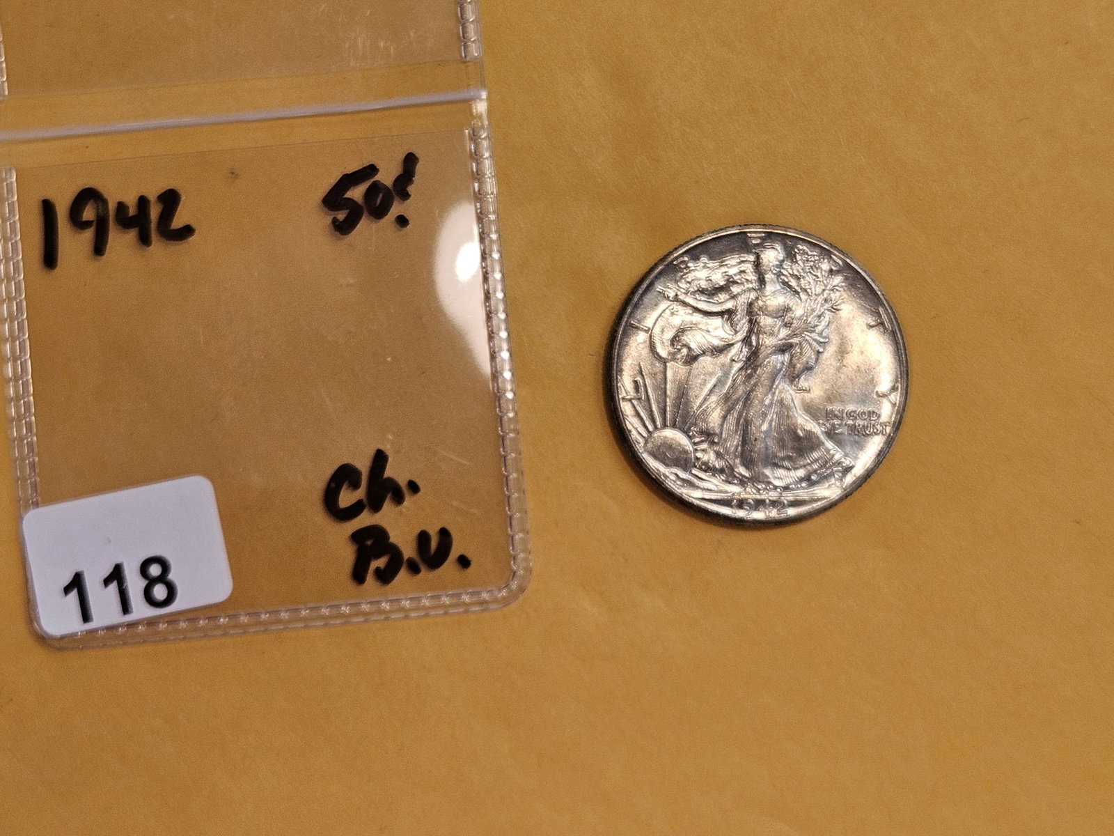 Choice Brilliant Uncirculated 1942 Walking Liberty Half Dollar - 2