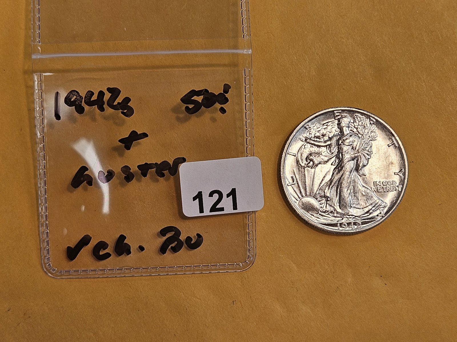 Very Choice Brilliant Uncirculated 1942-S Walking Liberty Half Dollar - 2