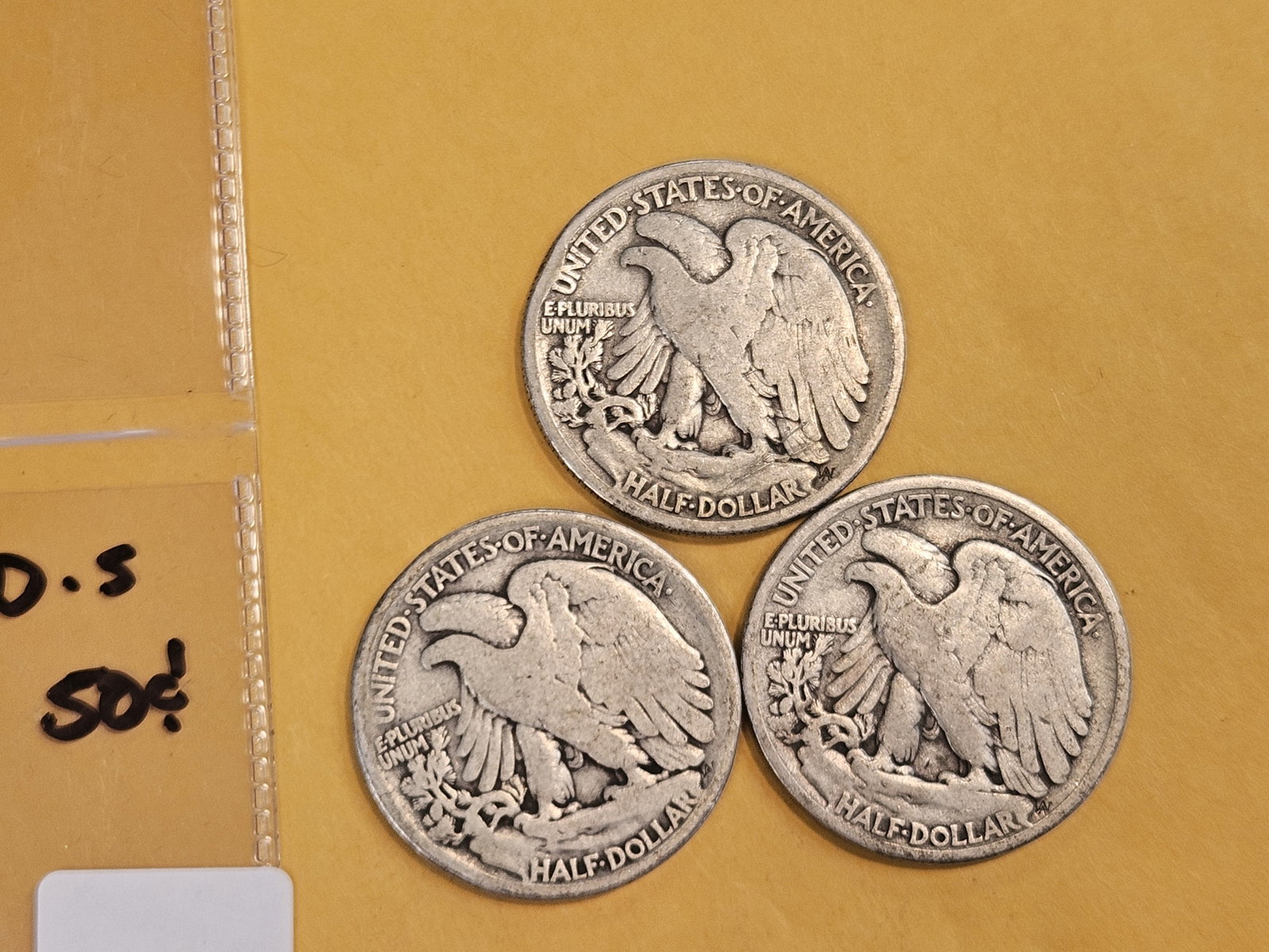 First Year Issue 1916 P-D-S Silver Walking Liberty Half Dollar set - 3