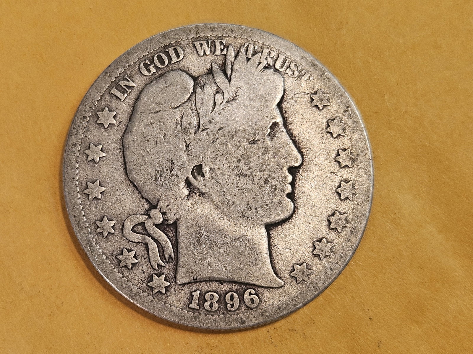 KEY DATE 1896-S Barber silver Half Dollar: In Very Good
