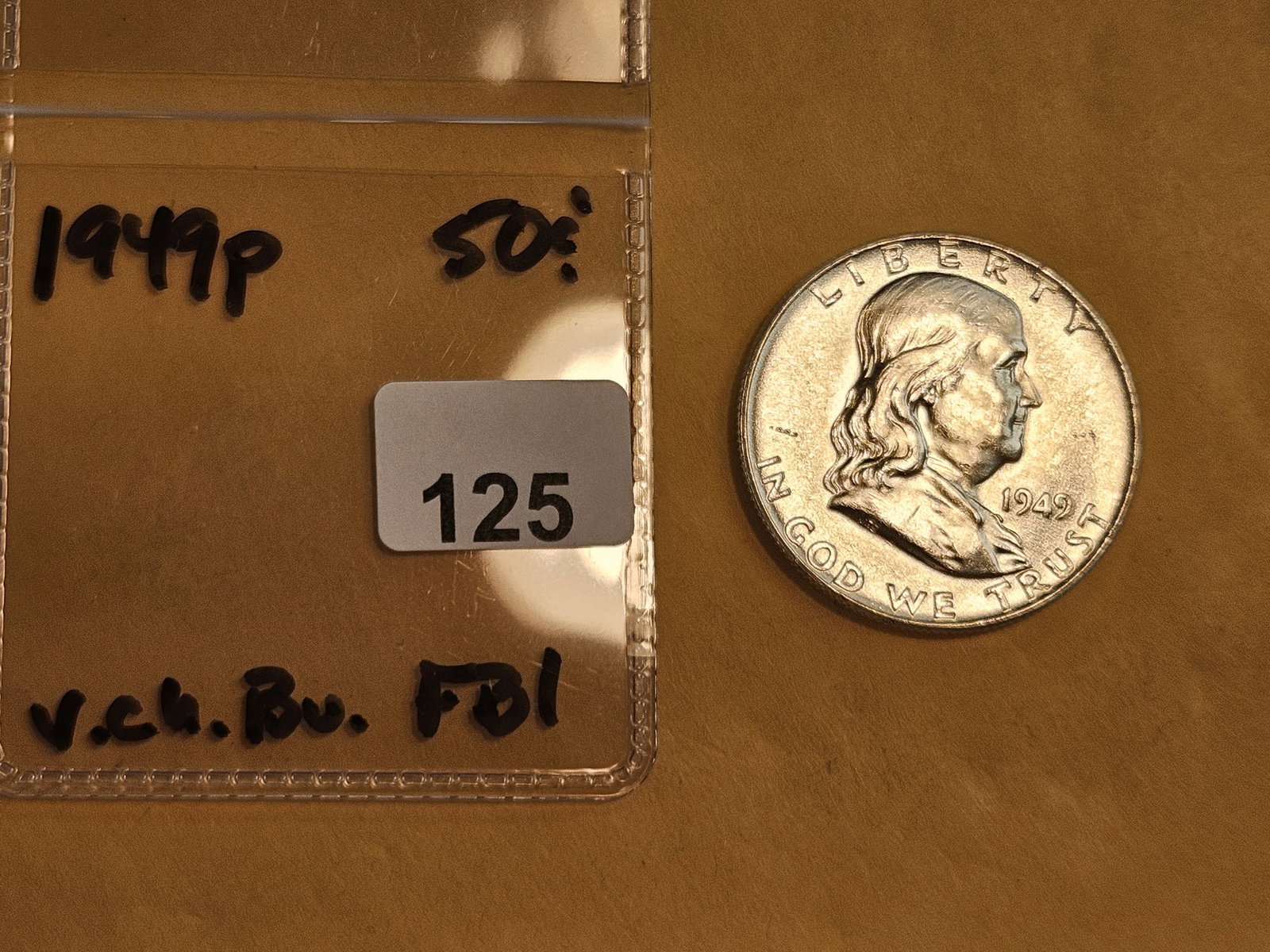 Very Choice Brilliant Uncirculated 1949 Franklin Half Dollar FBL - 2