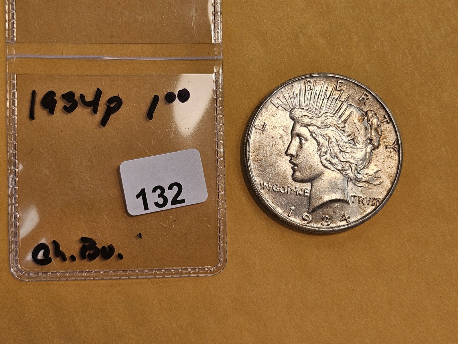 Choice Brilliant Uncirculated 1934 Peace Silver Dollar - 2