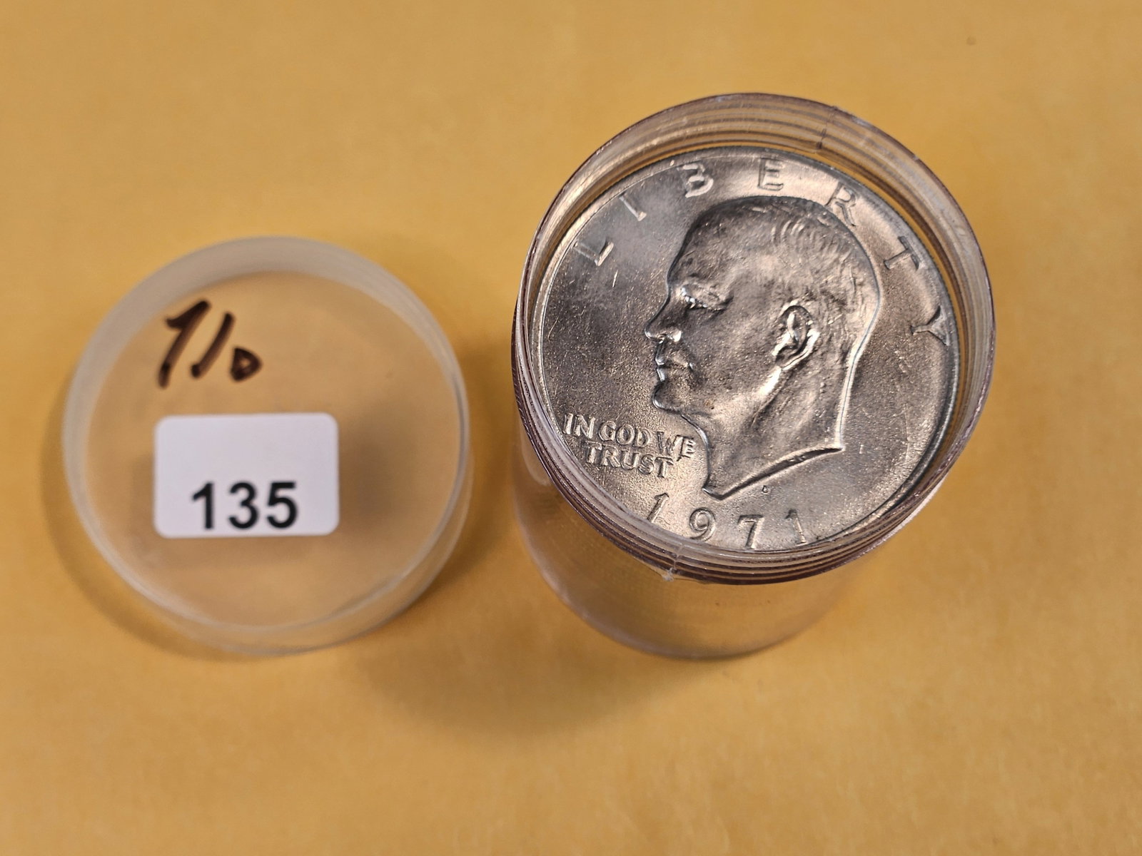 Brilliant Uncirculated roll of 1971-D Eisenhower Dollars: From dealer. Unchecked by us