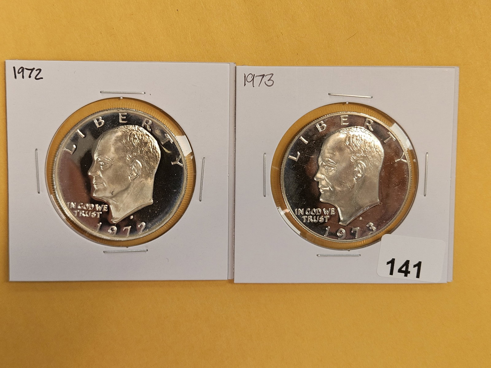 Two GEM Proof Deep Cameo Silver Eisenhower Dollars: 1972-S and 1973-S