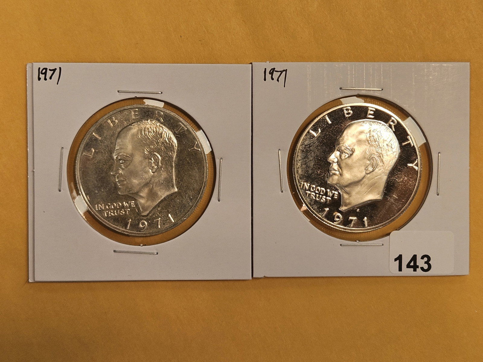 Two GEM Proof Silver Eisenhower Dollars: Both 1971-S