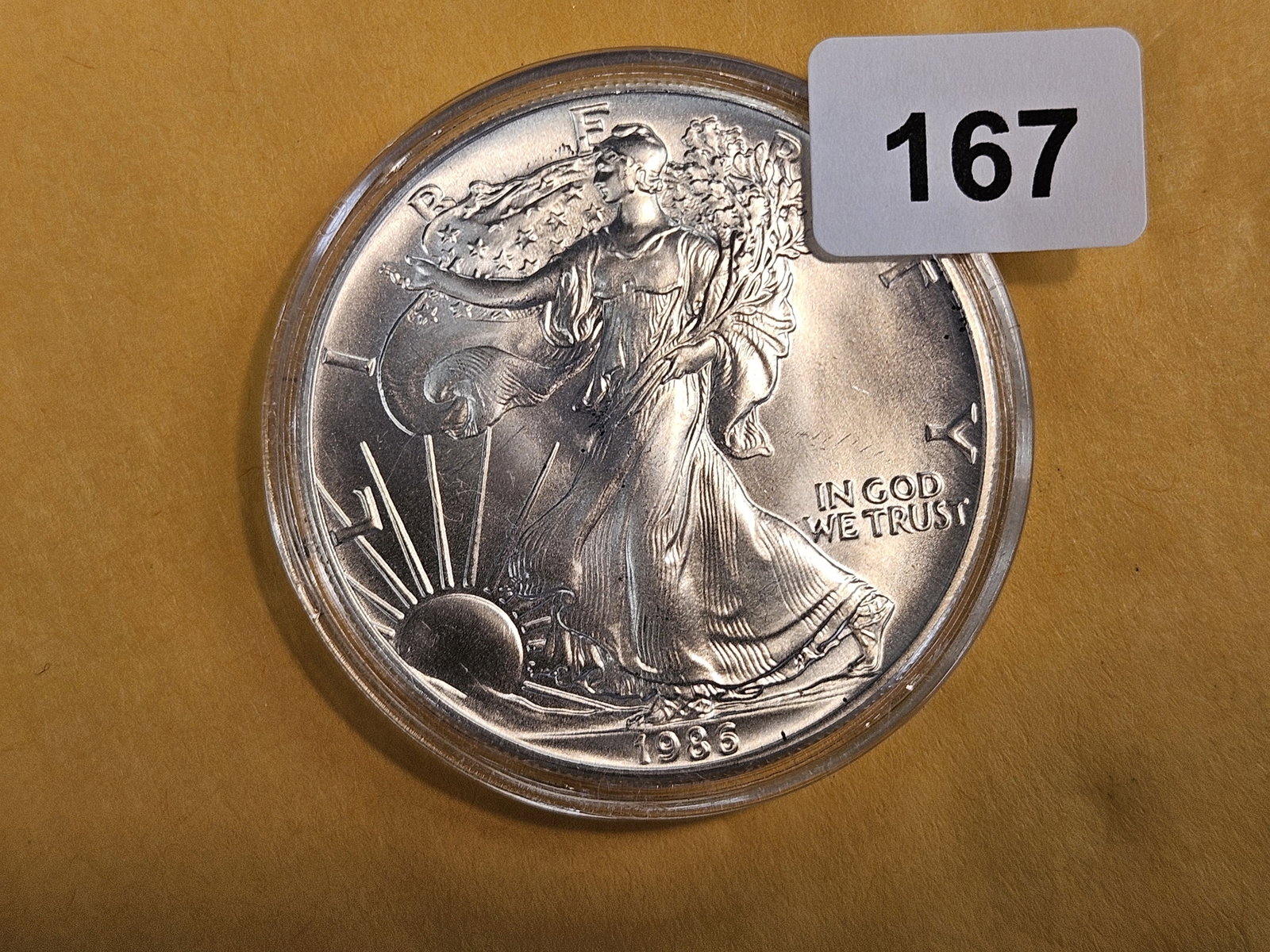 * KEY DATE * GEM Brilliant Uncirculated 1986 American Silver Eagle: First Year Issue!