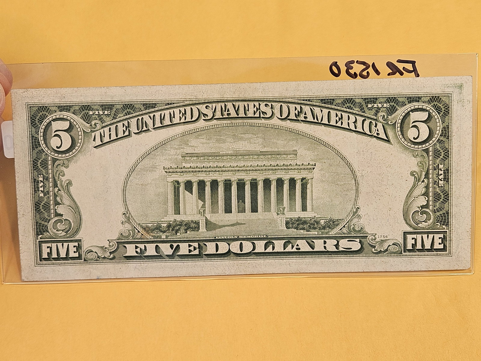 Crisp AU-UNC Series 1928-E Five Dollar Red Seal US Note - 2