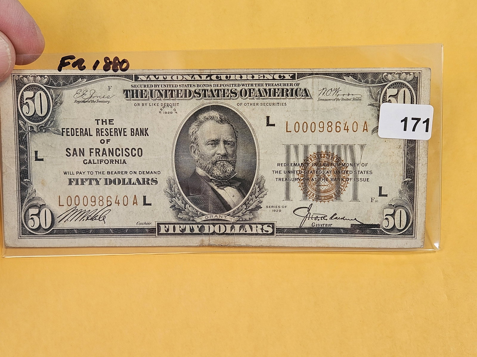 Series of 1929 Fifty Dollar National Currency in Very Fine plus (1 of 2)