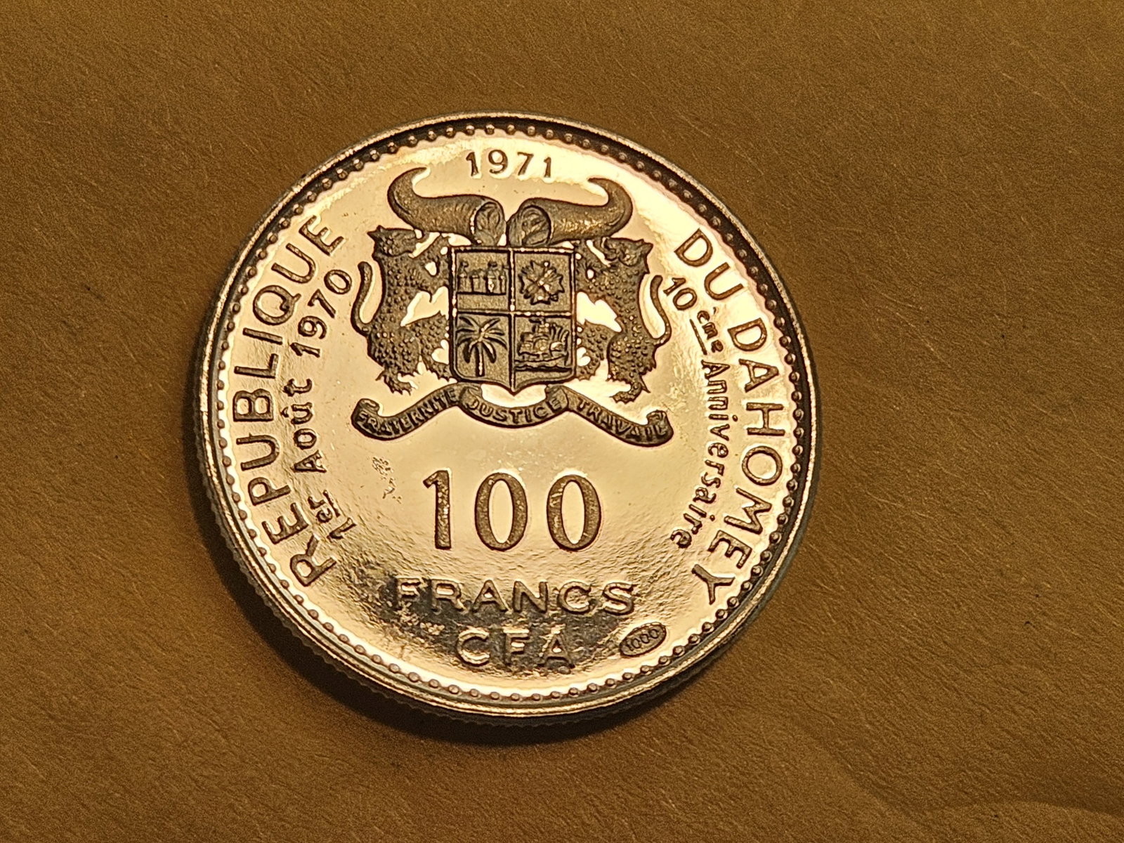 GEM Proof Deep Cameo 1971 Dahomey 100 franc - 3