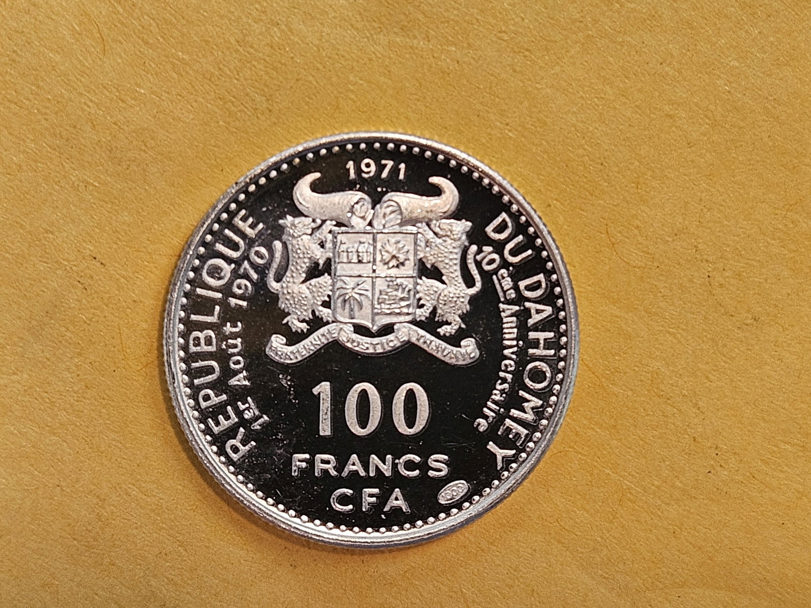 GEM Proof Deep Cameo 1971 Dahomey 100 franc - 4