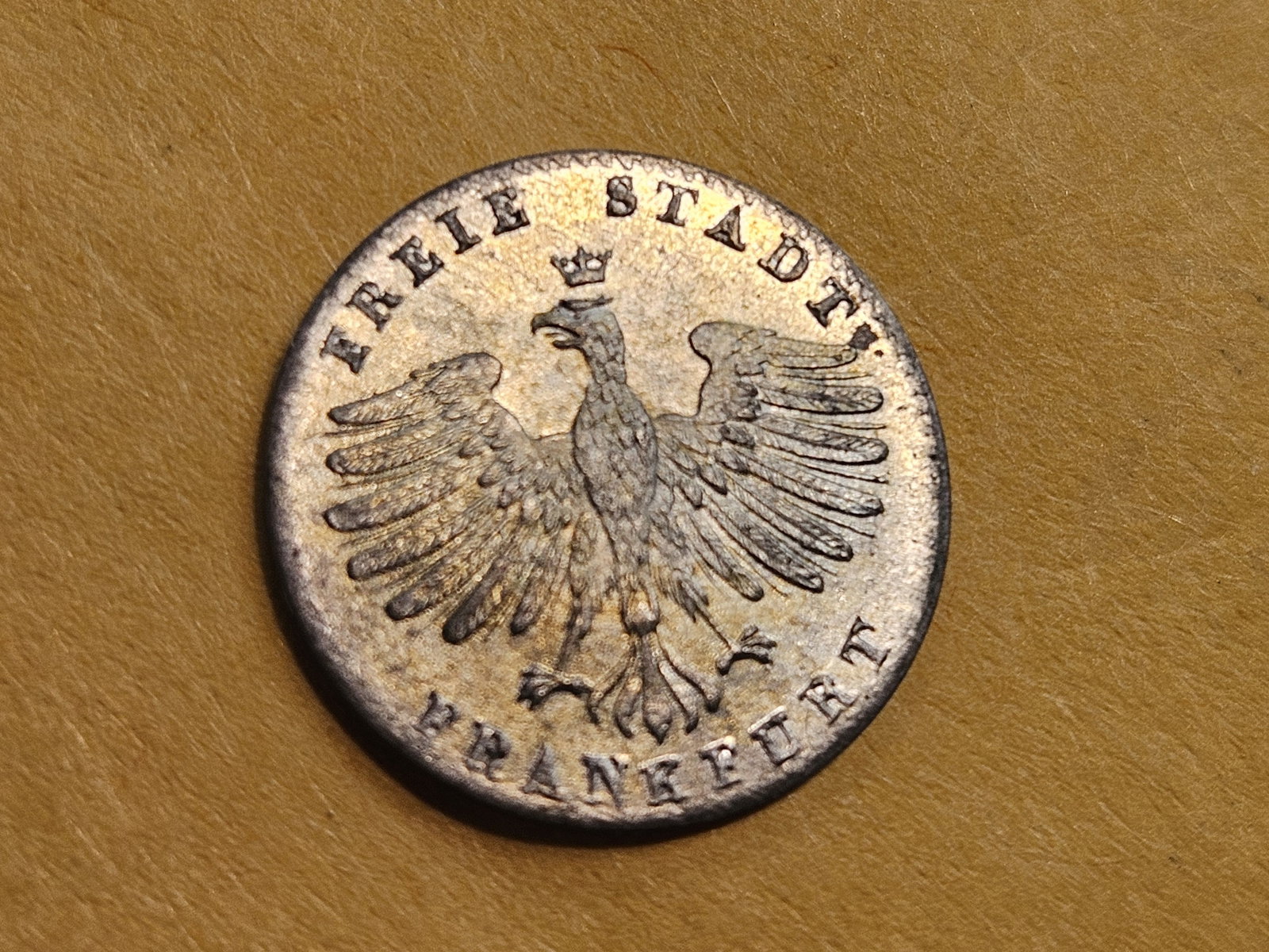 * Very Choice Brilliant Uncirculated 1839 German States Frankfurt 1 Kreuzer: KM 317. Silver Gorgeous coin. Graded MS-64 by the dealer