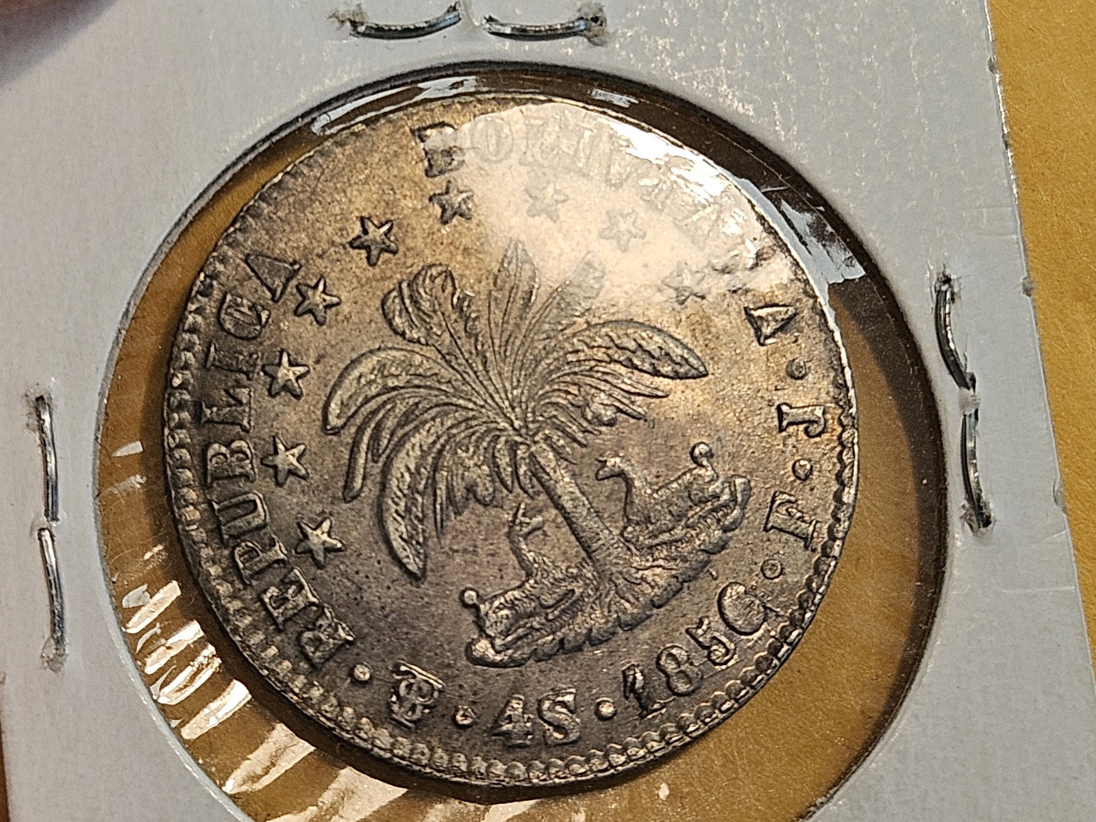 Nice, Uncirculated 1856 Bolivia silver 4 sols - 5
