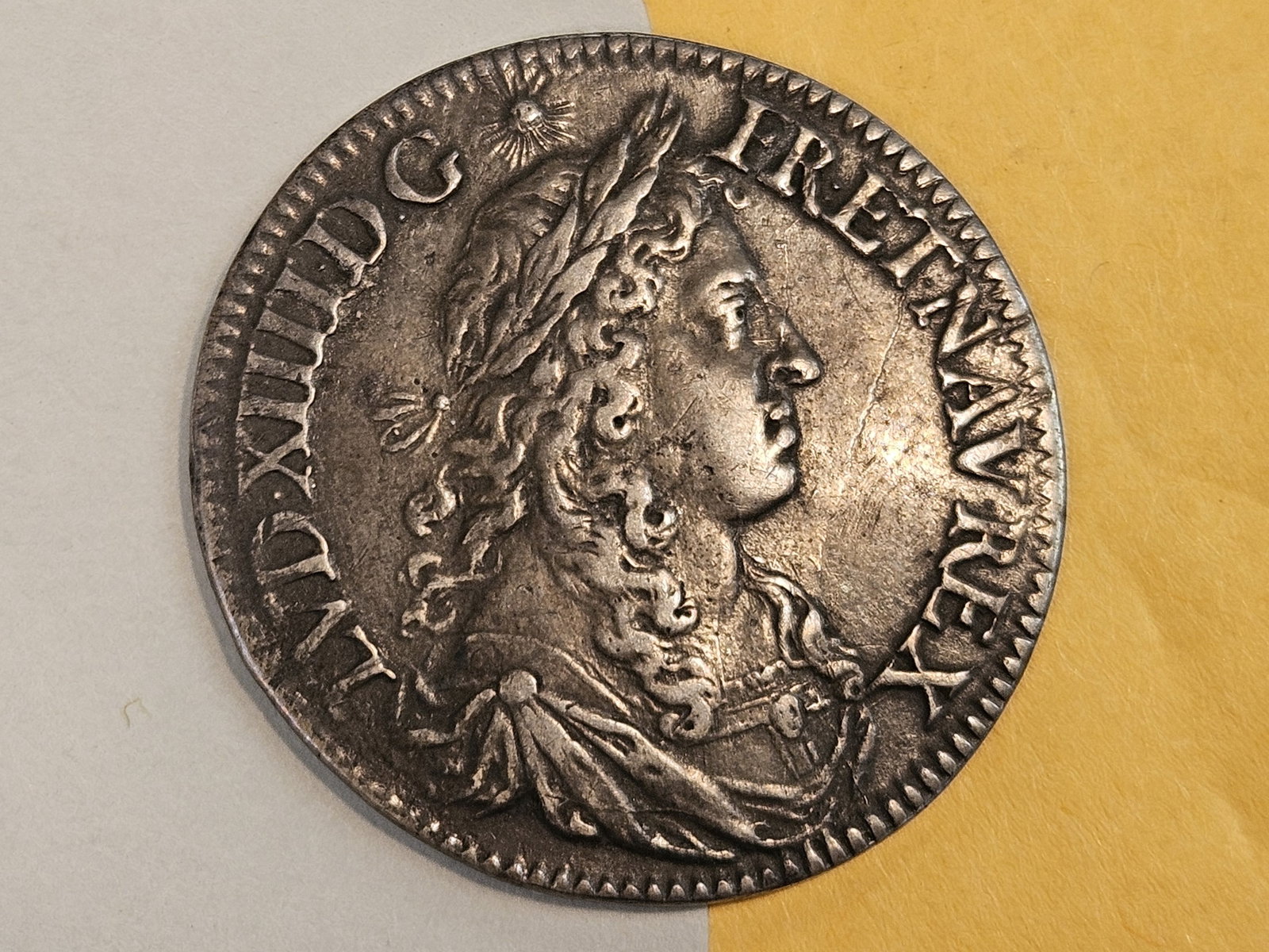1672 Louis XIV 1/2 Ecu in Very Fine plus: KM 225.1