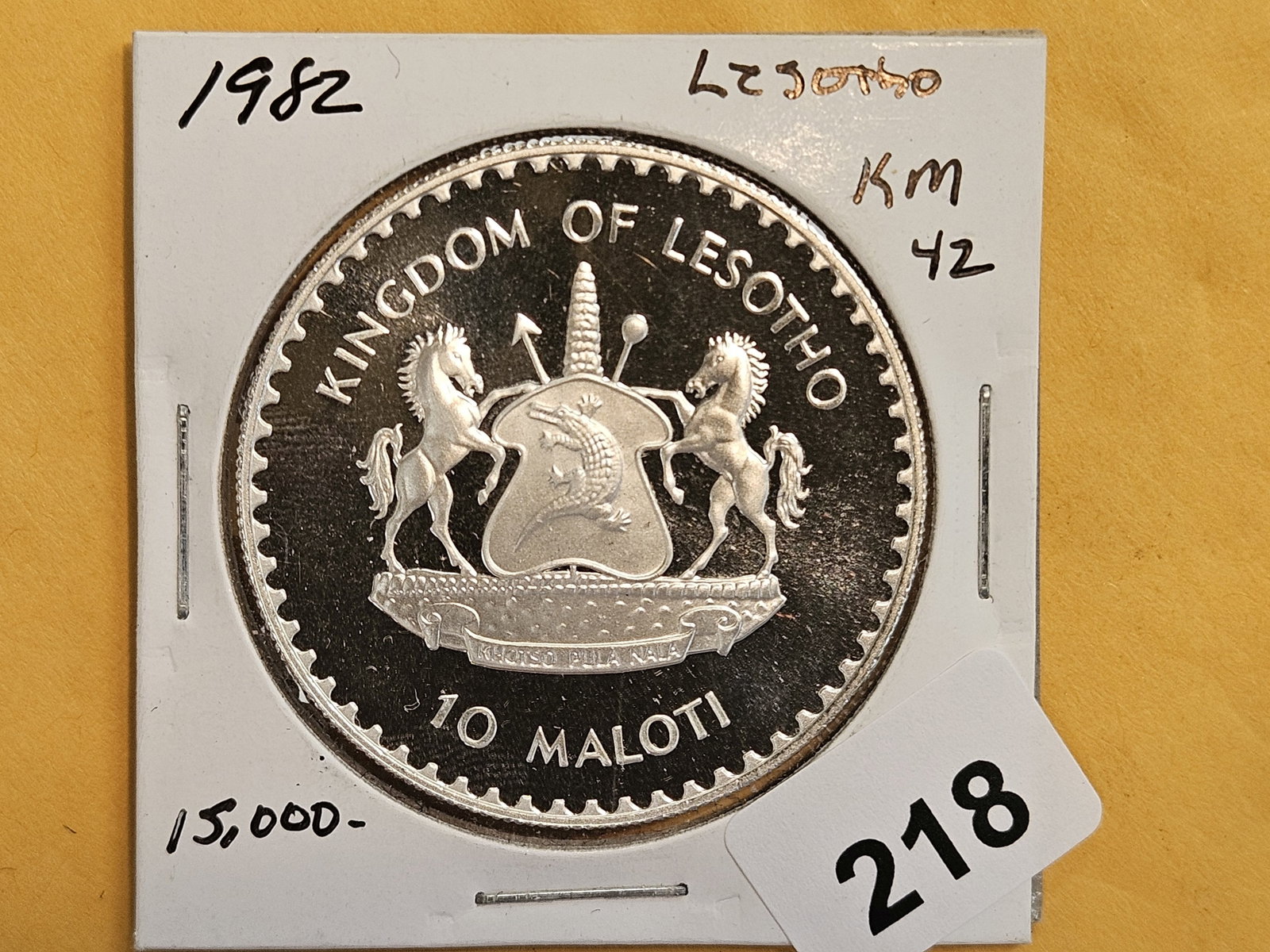 GEM Proof Deep Cameo 1982 Lesotho Silver 10 maloti: KM 42