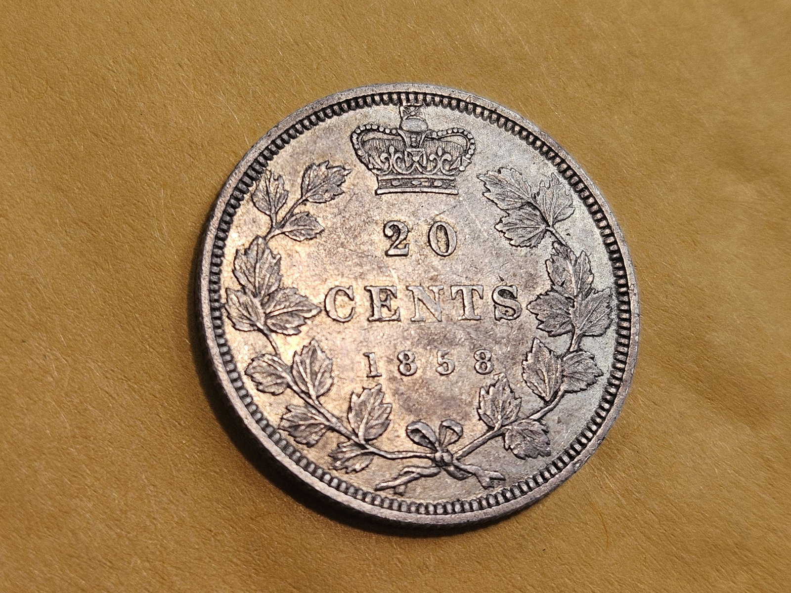 ** KEY DATE ** Bright 1858 Canada Silver 20 Cents in Extra Fine plus - 10