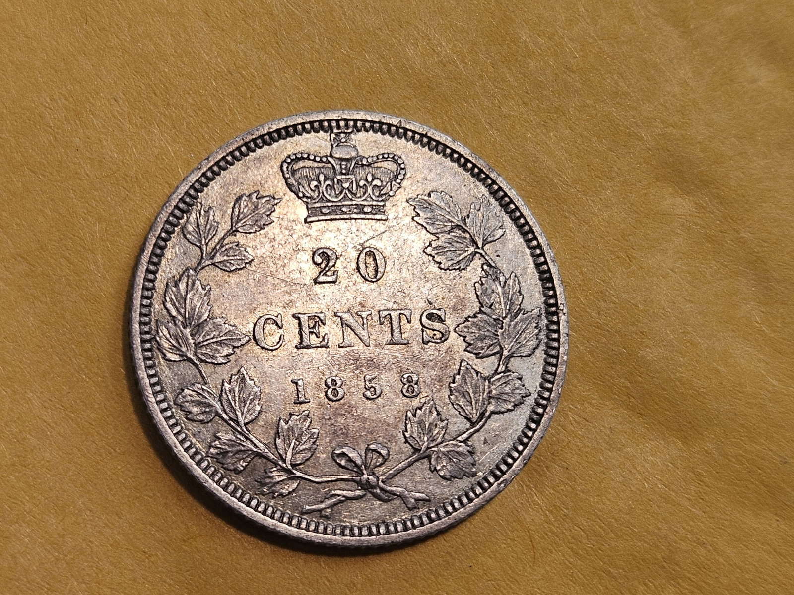 ** KEY DATE ** Bright 1858 Canada Silver 20 Cents in Extra Fine plus - 11