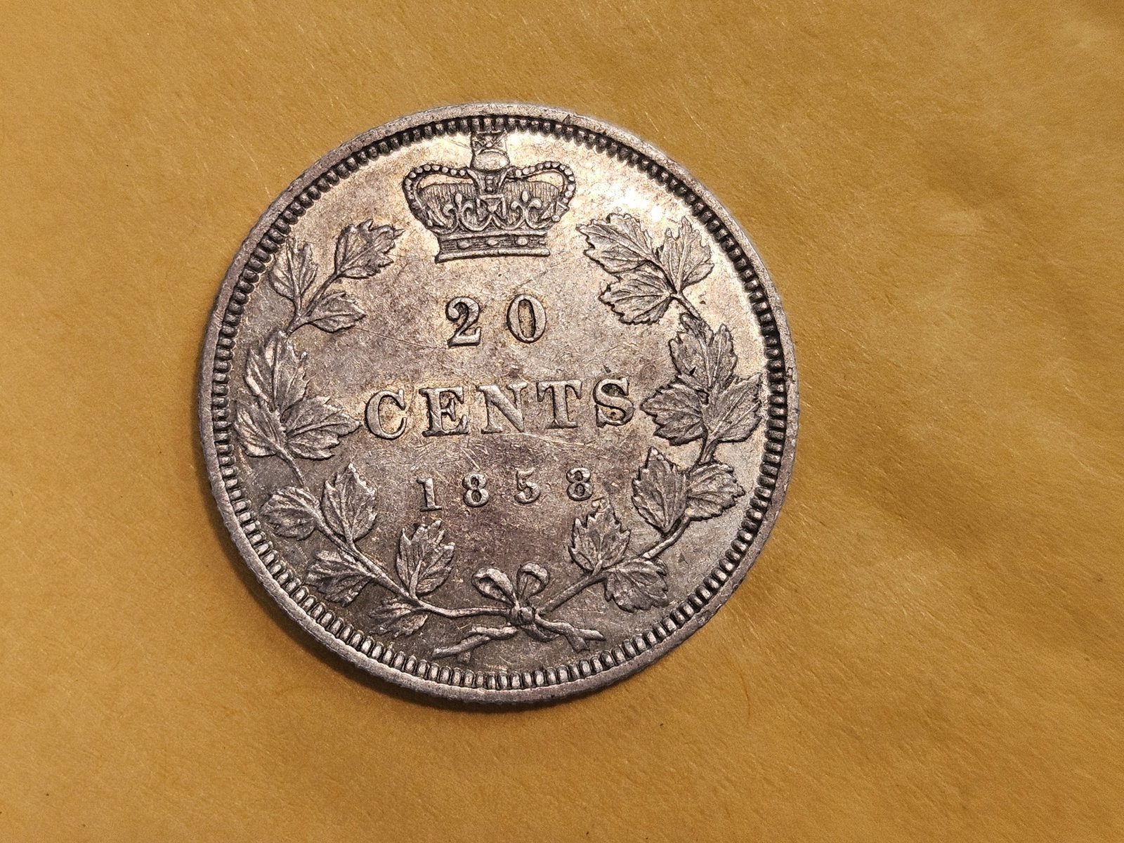 ** KEY DATE ** Bright 1858 Canada Silver 20 Cents in Extra Fine plus - 12