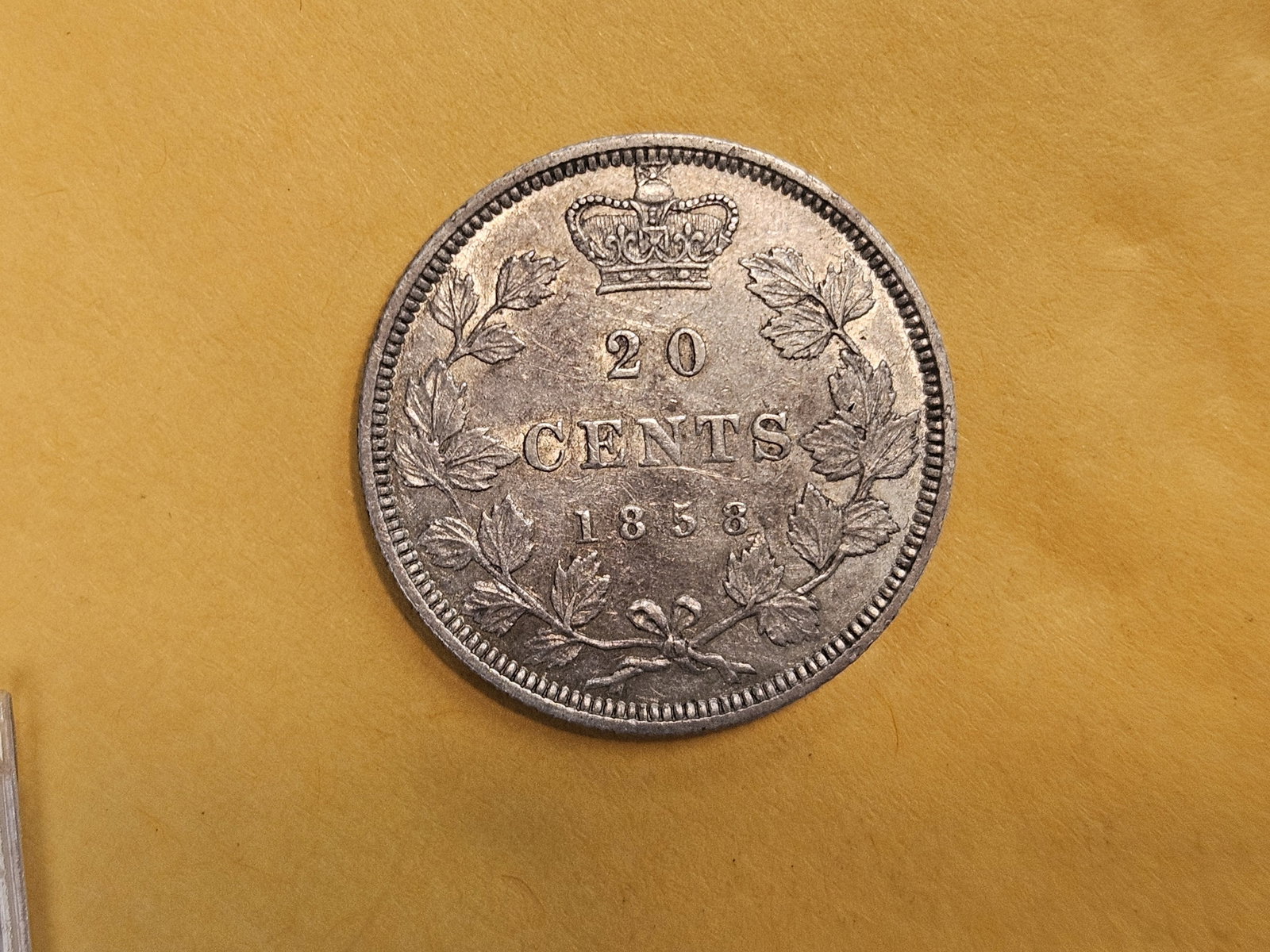 ** KEY DATE ** Bright 1858 Canada Silver 20 Cents in Extra Fine plus - 13