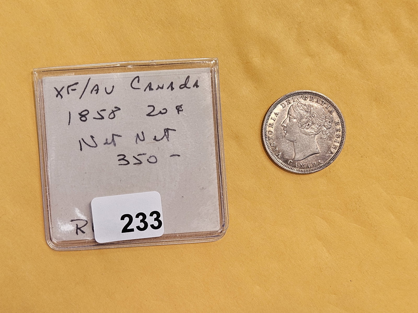 ** KEY DATE ** Bright 1858 Canada Silver 20 Cents in Extra Fine plus - 2