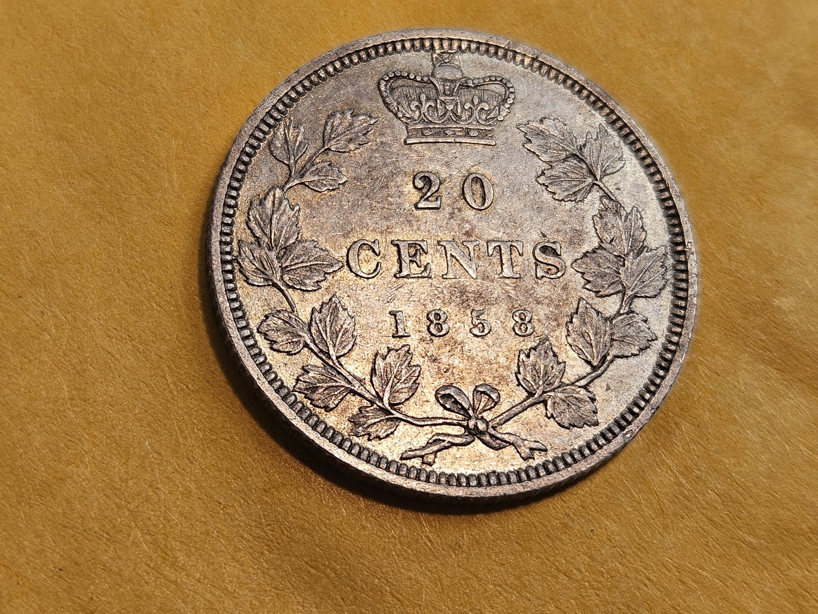 ** KEY DATE ** Bright 1858 Canada Silver 20 Cents in Extra Fine plus - 9