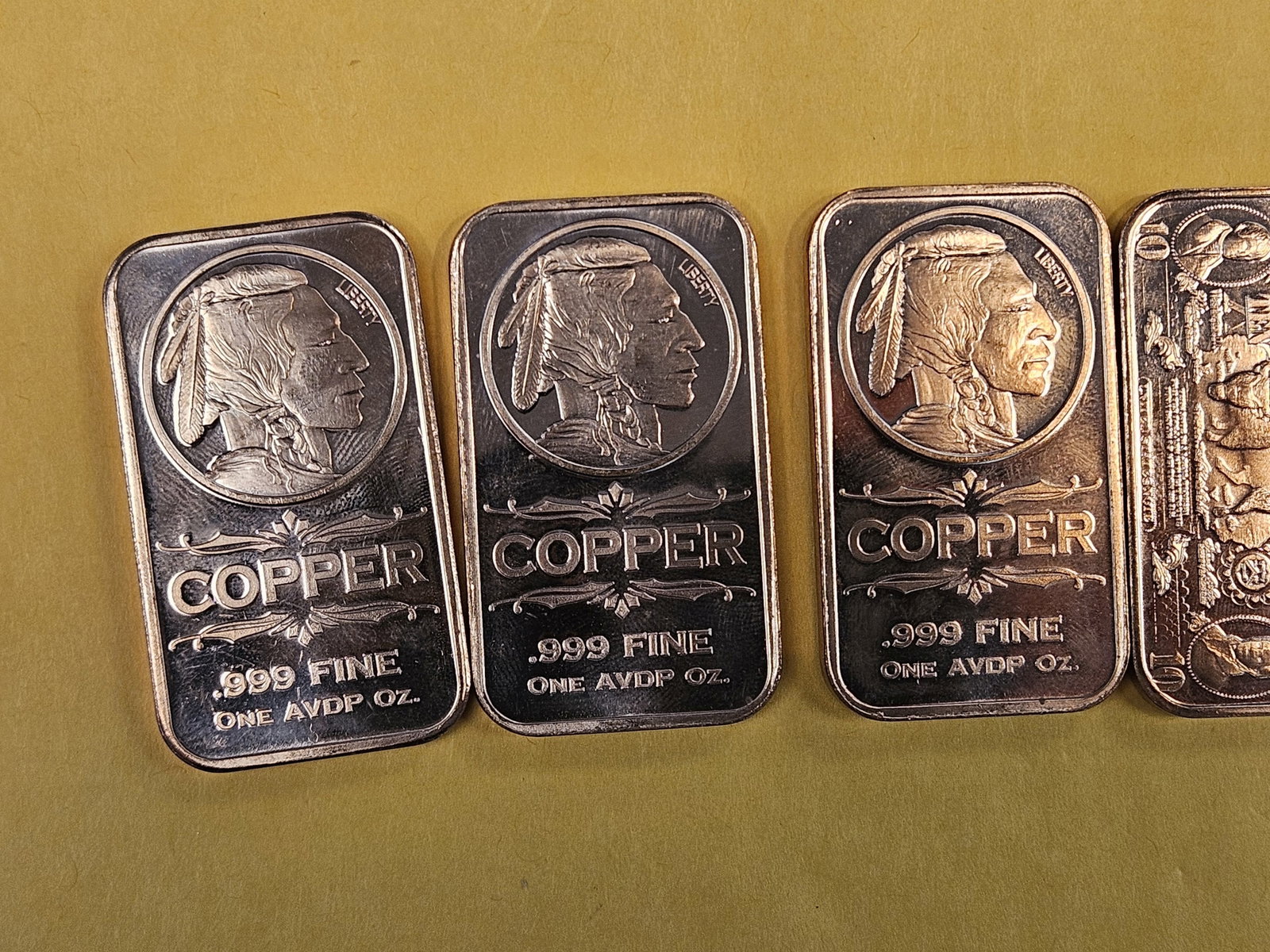 Six 1-troy ounce .999 fine copper bars - 2