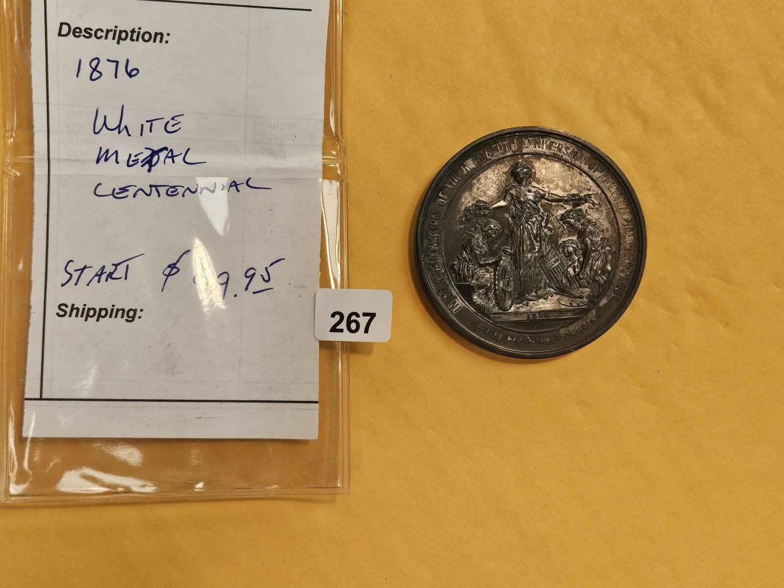 Super Interesting 1876 100th Anniversary of American Independence Medal - 2