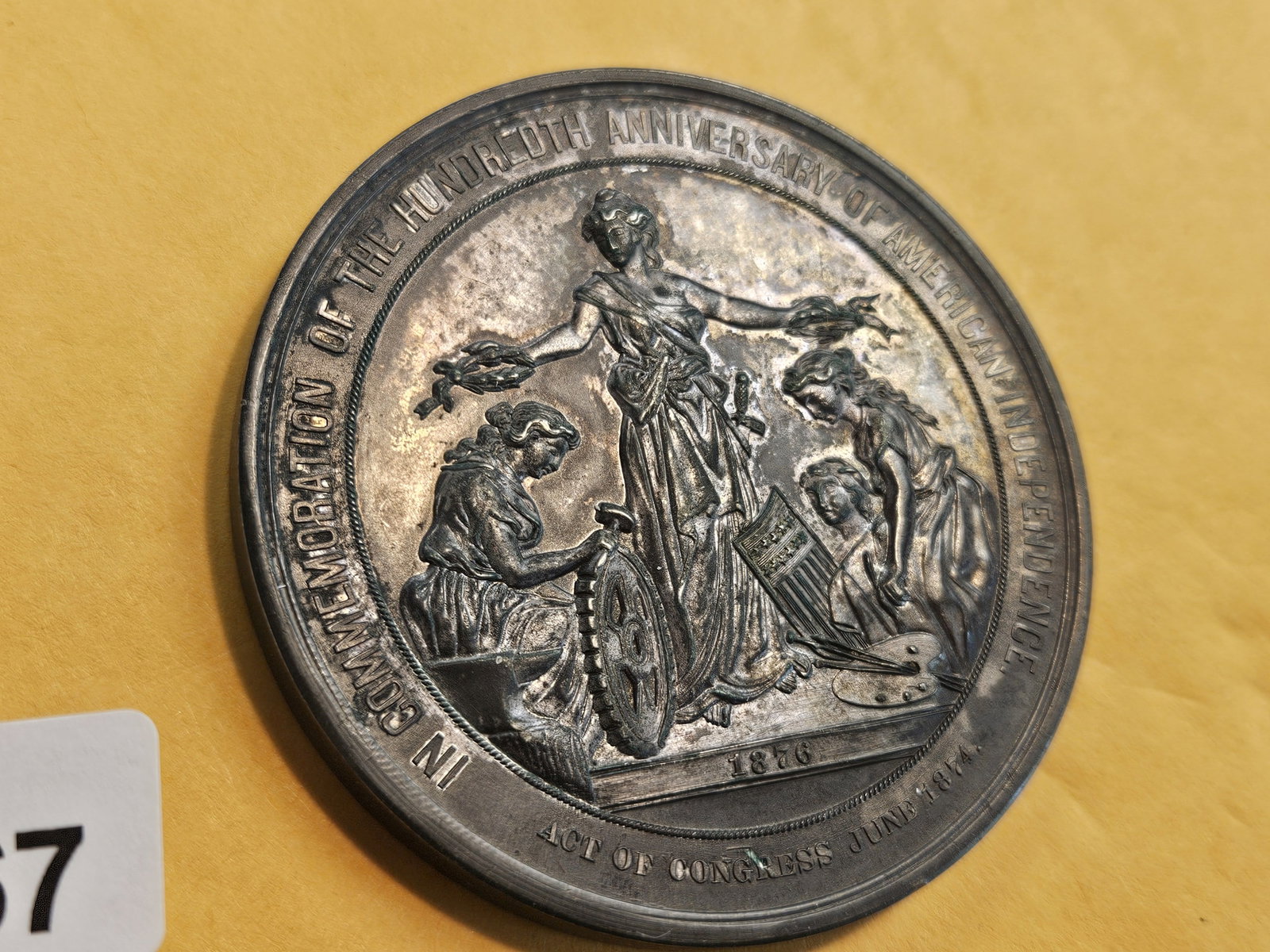 Super Interesting 1876 100th Anniversary of American Independence Medal - 4