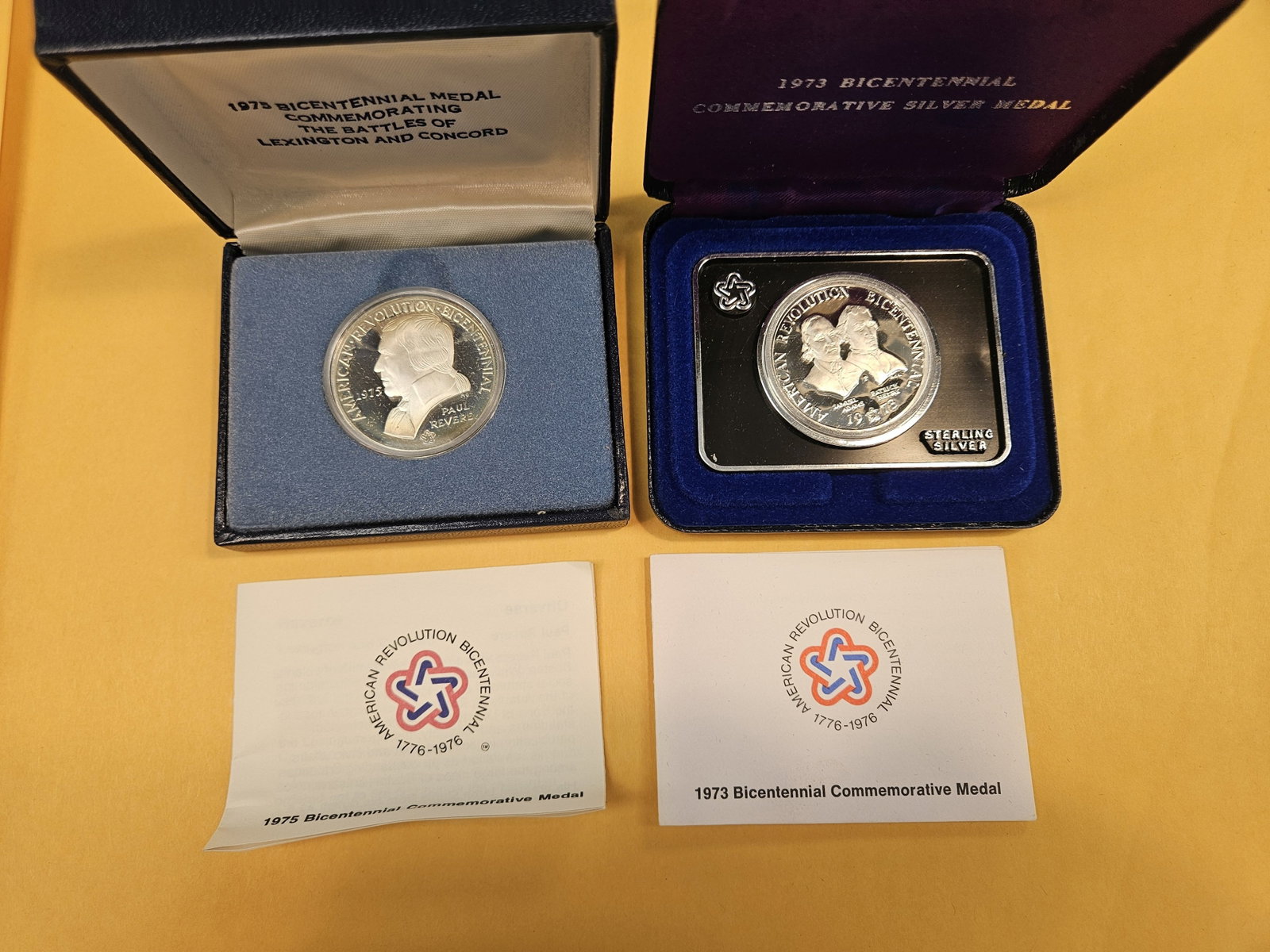 1973 and 1975 Bicentennial Sterling Silver Proof Medals - 2