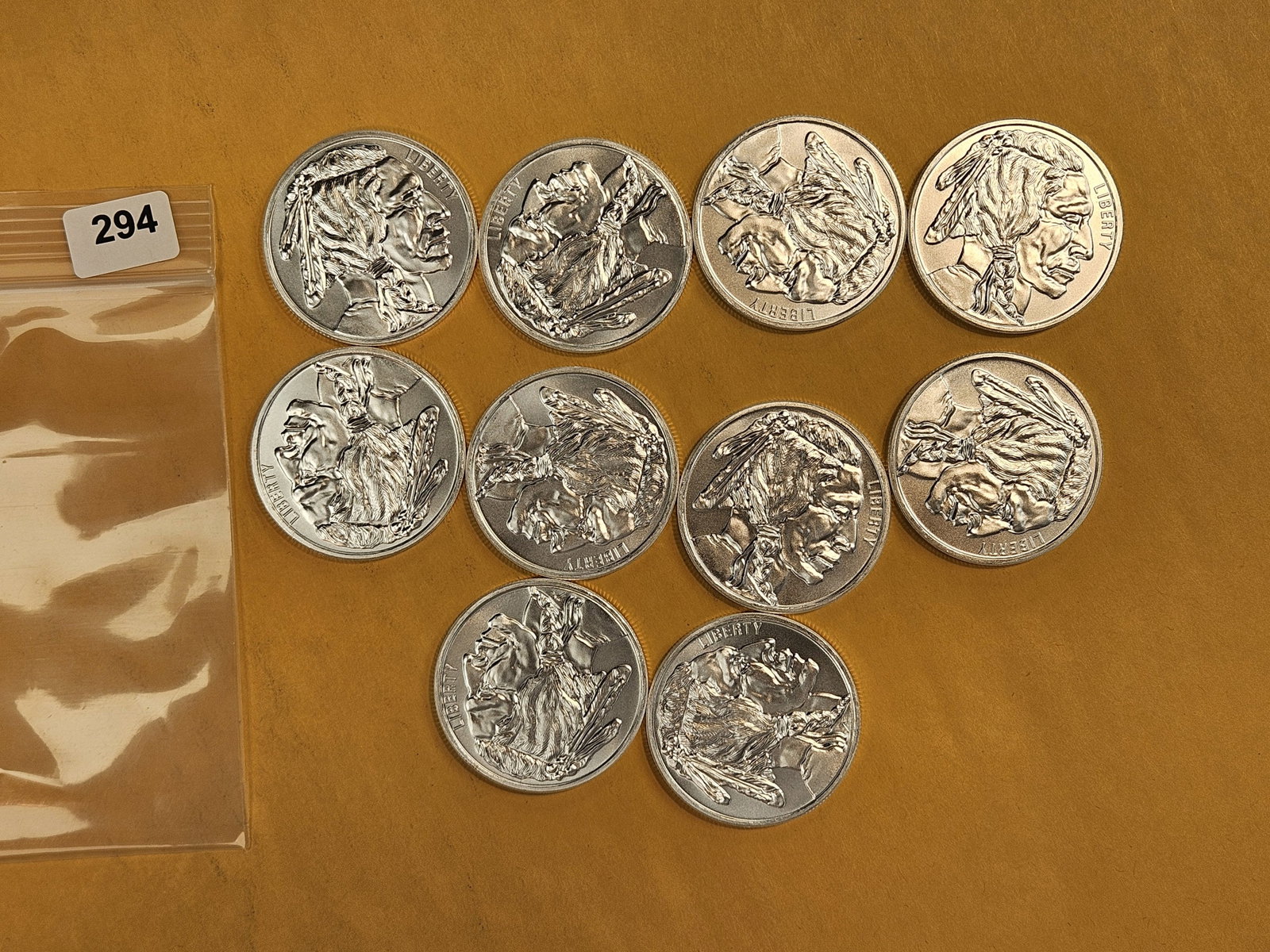 TEN 1-Troy ounce .999 fine silver art rounds (1 of 2)