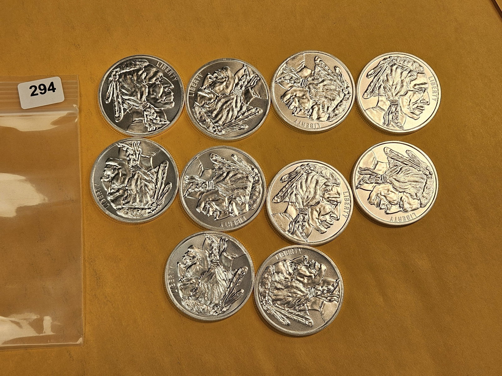 TEN 1-Troy ounce .999 fine silver art rounds - 2