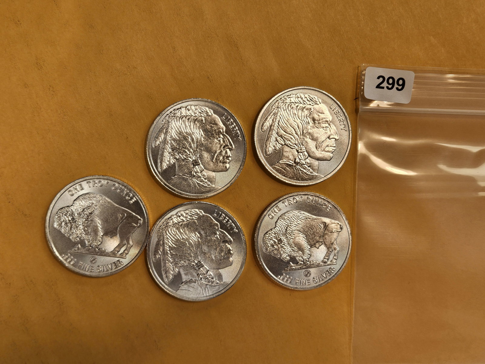 Five more 1-Troy ounce .999 fine silver art rounds: Buffalo