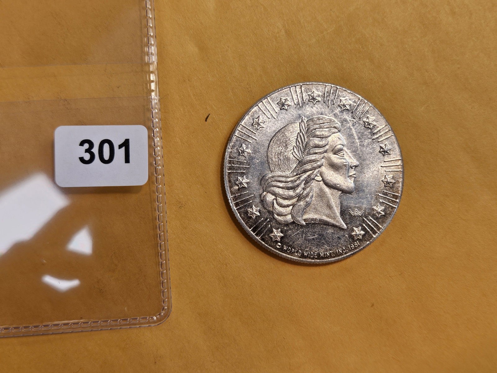 One Troy ounce .999 fine silver art round: Liberty