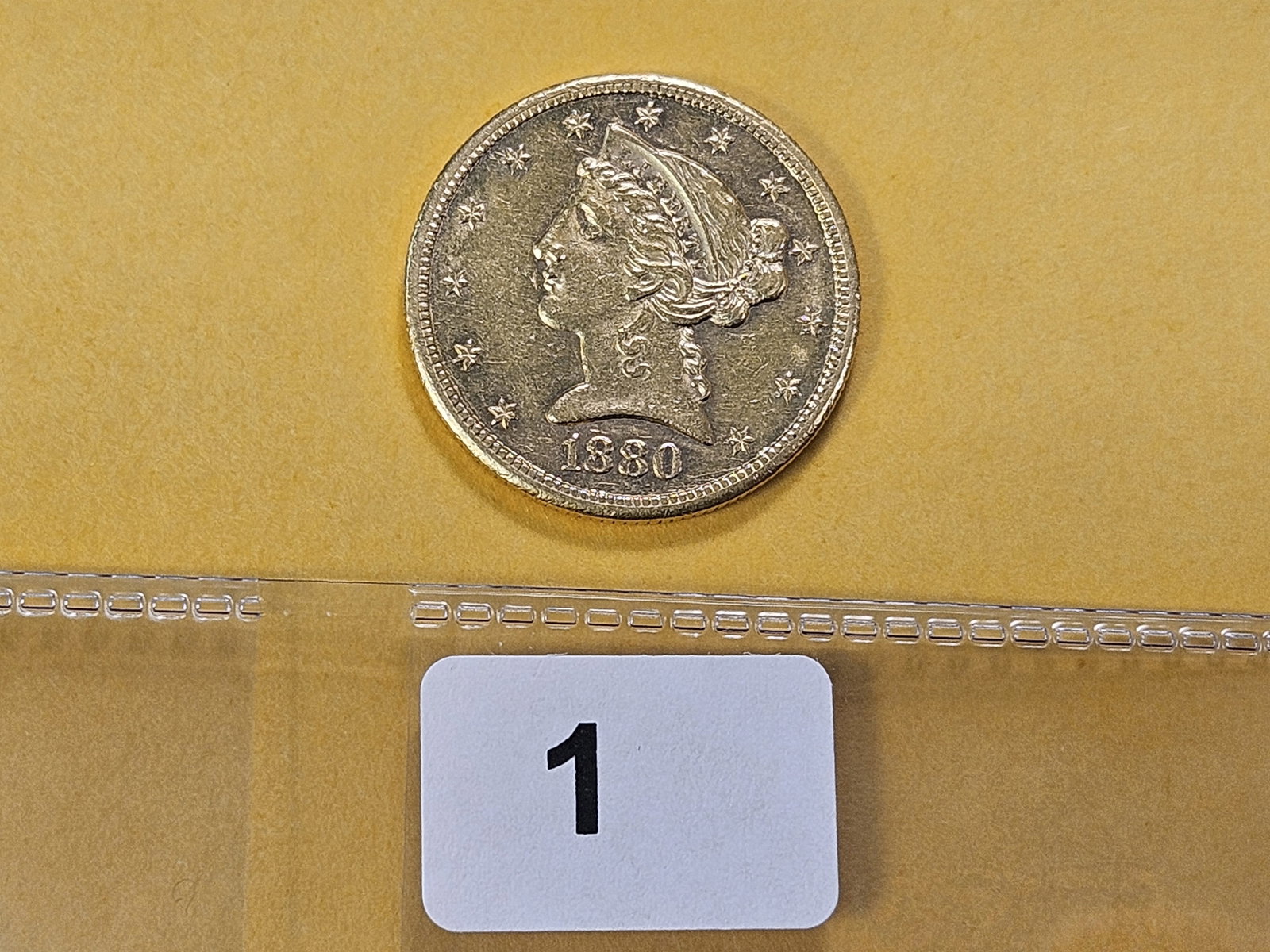 GOLD! Brilliant About Uncirculated 1880-S Liberty Head Five Dollar Gold - 2