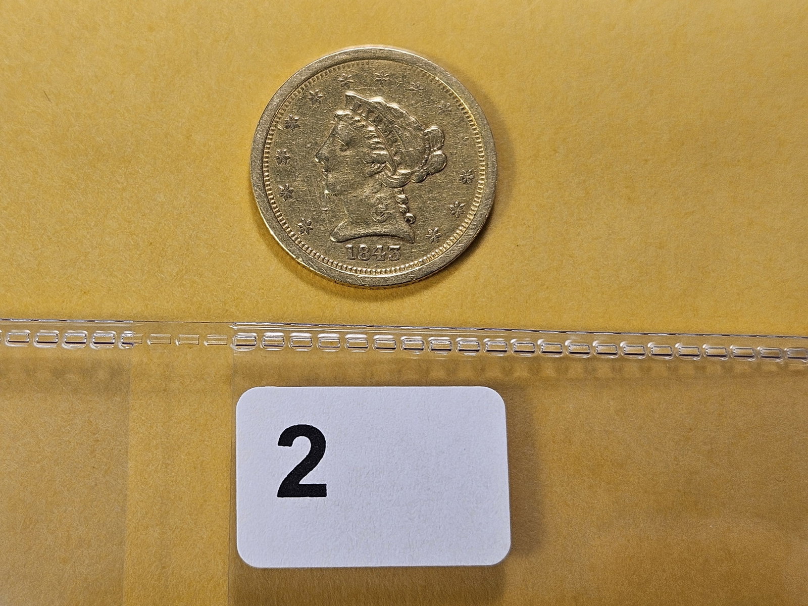 GOLD! Bright 1843-O Liberty Head $2.5 Dollar Gold - 2