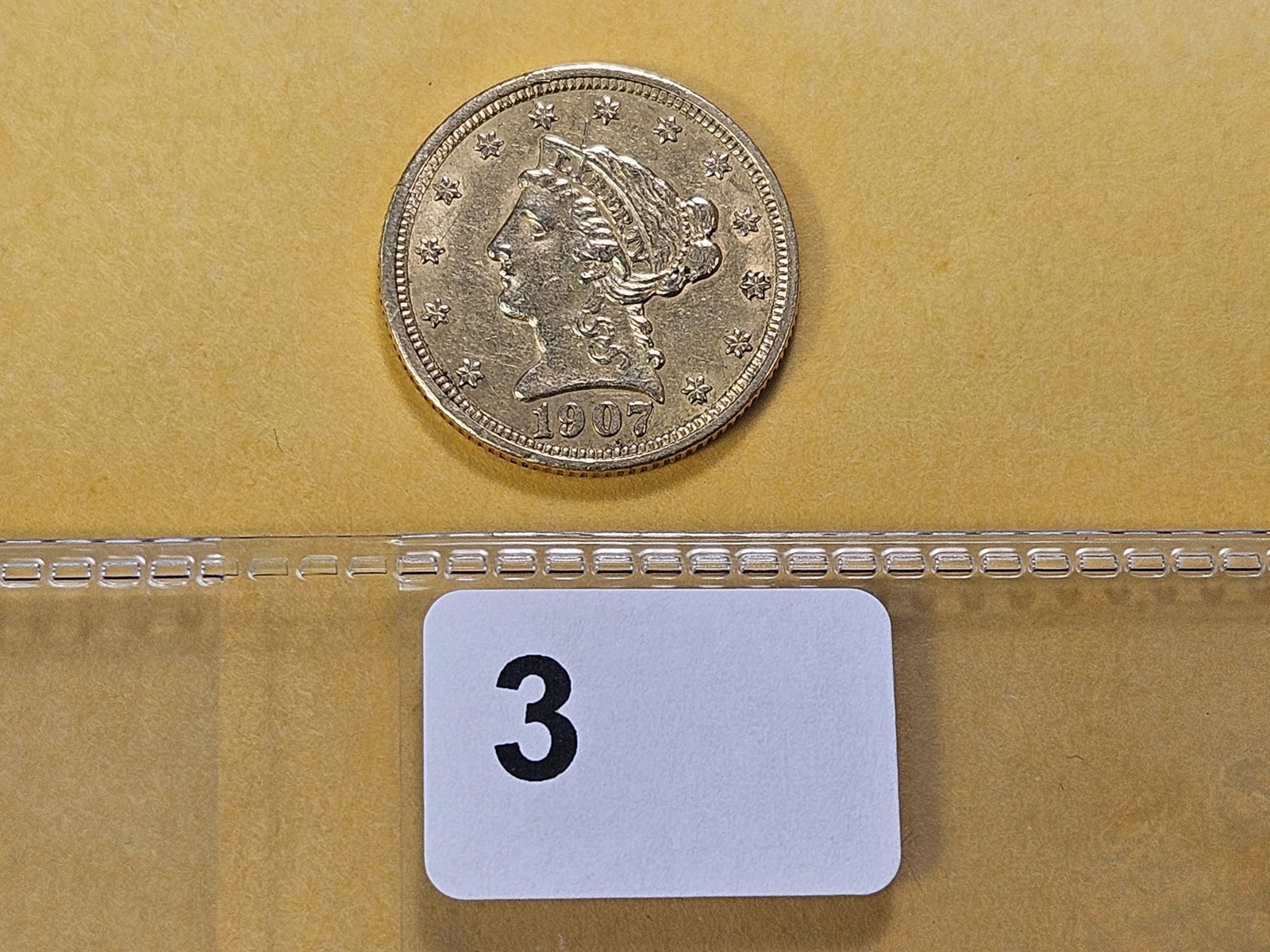GOLD! Brilliant About Uncirculated 1907 Liberty Head $2.5 Dollar Gold - 2