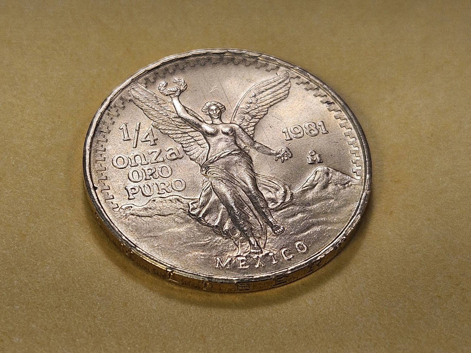 GOLD! GEM Brilliant Uncirculated 1981-Mo Mexico 1/4 Libertad - 6