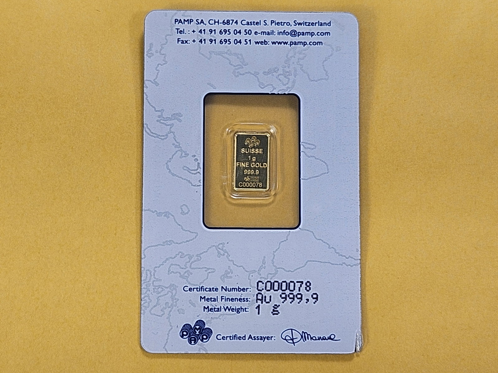 GOLD! PAMP Suisse 1 Gram .999 Fine Gold Bar - 3