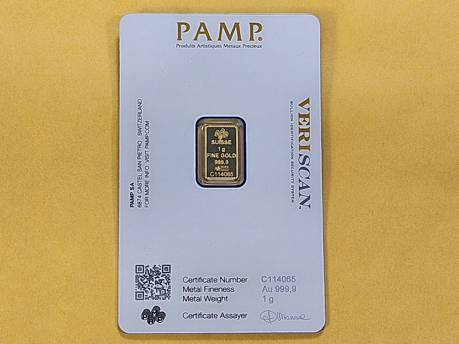 GOLD! PAMP Suisse 1 Gram .999 Fine Gold Bar - 3