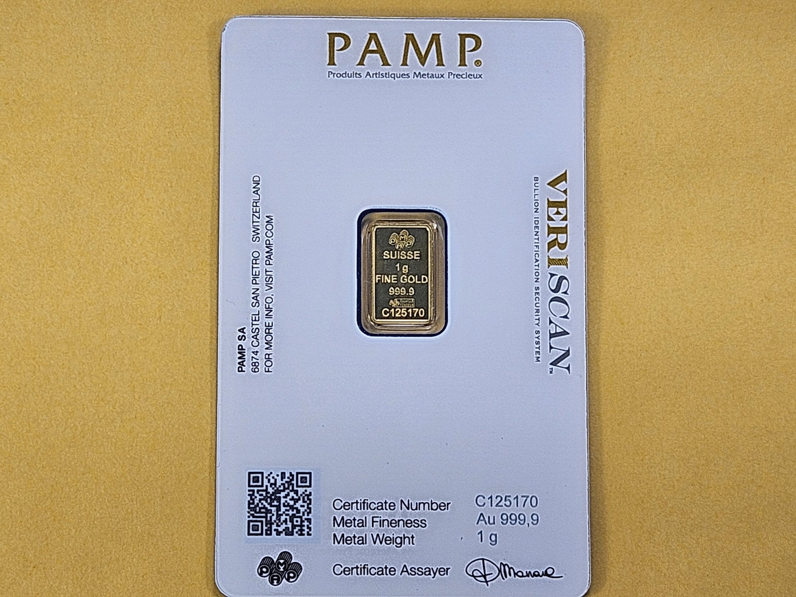 GOLD! PAMP Suisse 1 Gram .999 Fine Gold Bar - 3
