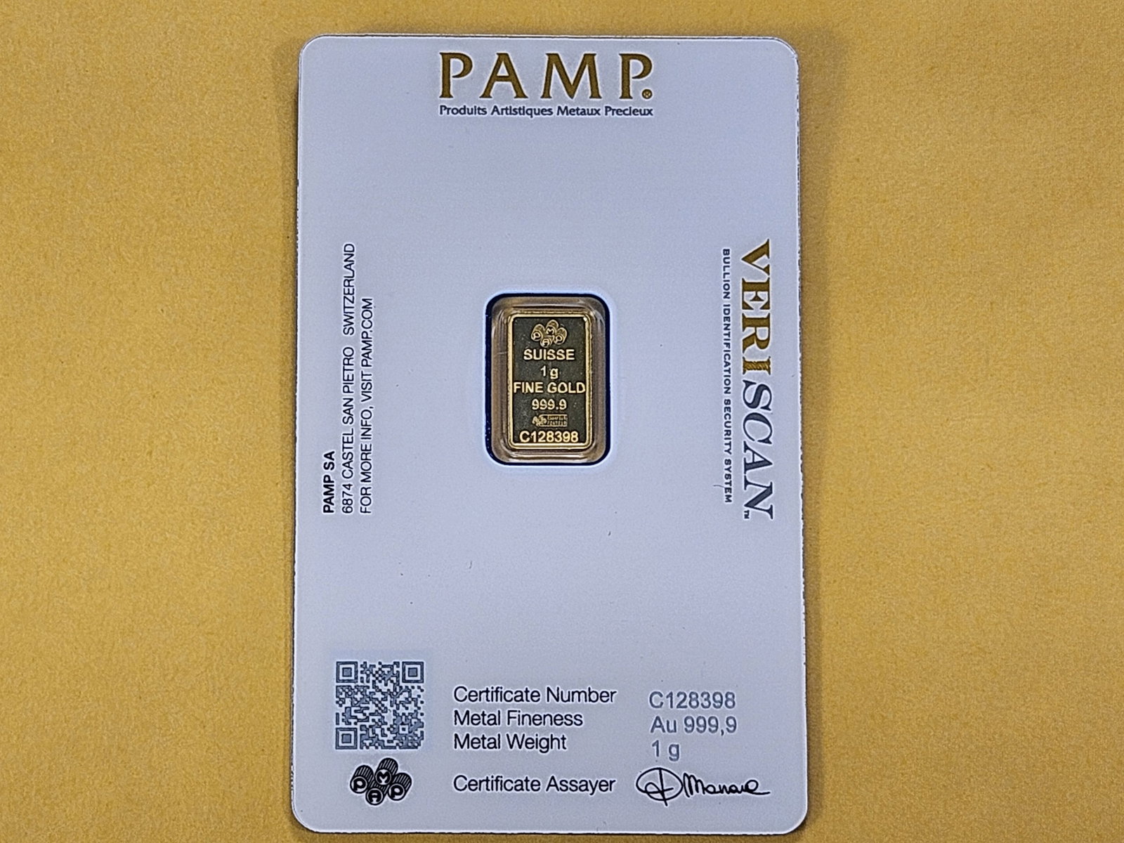 GOLD! PAMP Suisse 1 Gram .999 Fine Gold Bar - 3