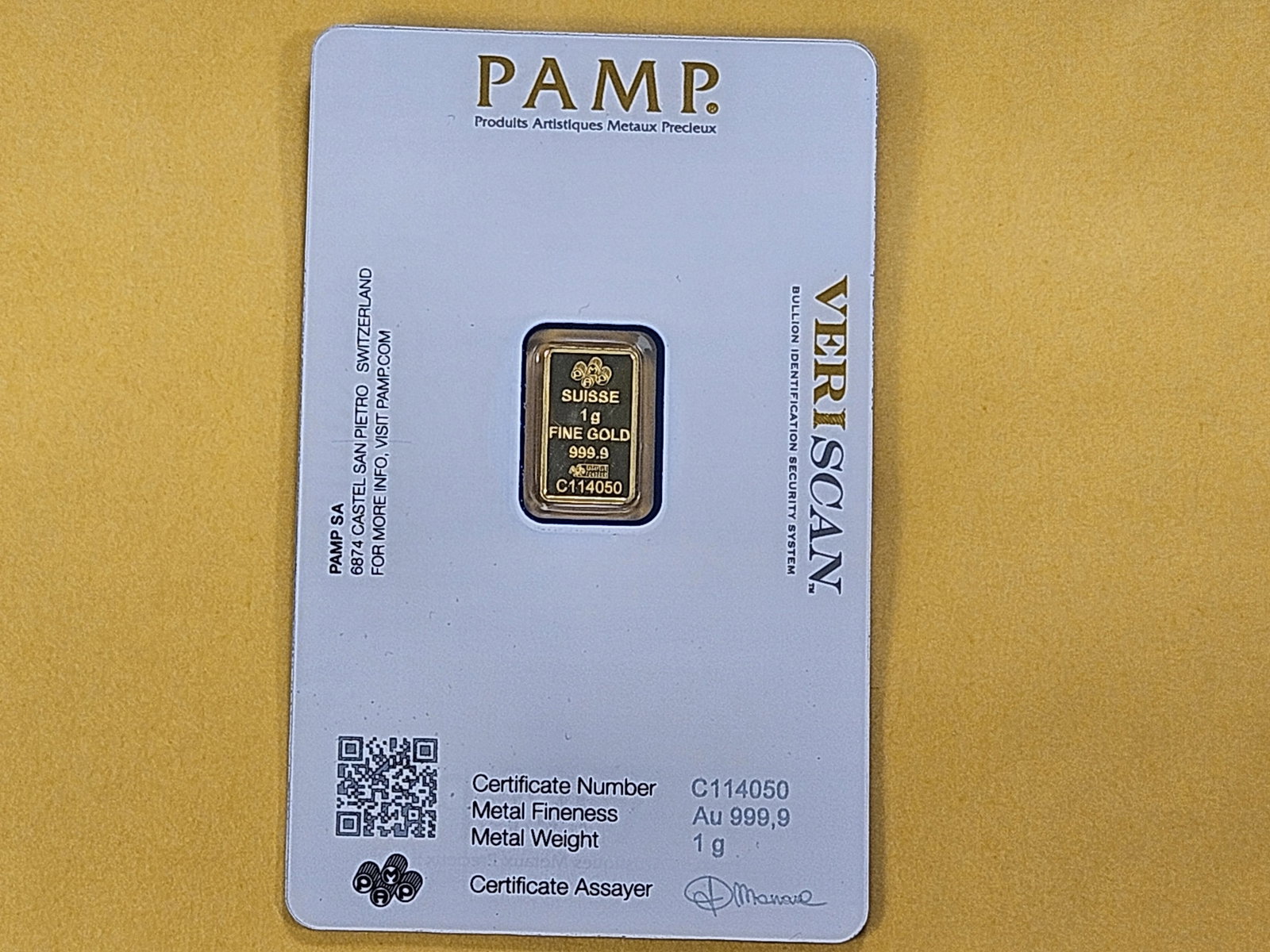 GOLD! PAMP Suisse 1 Gram .999 Fine Gold Bar - 3