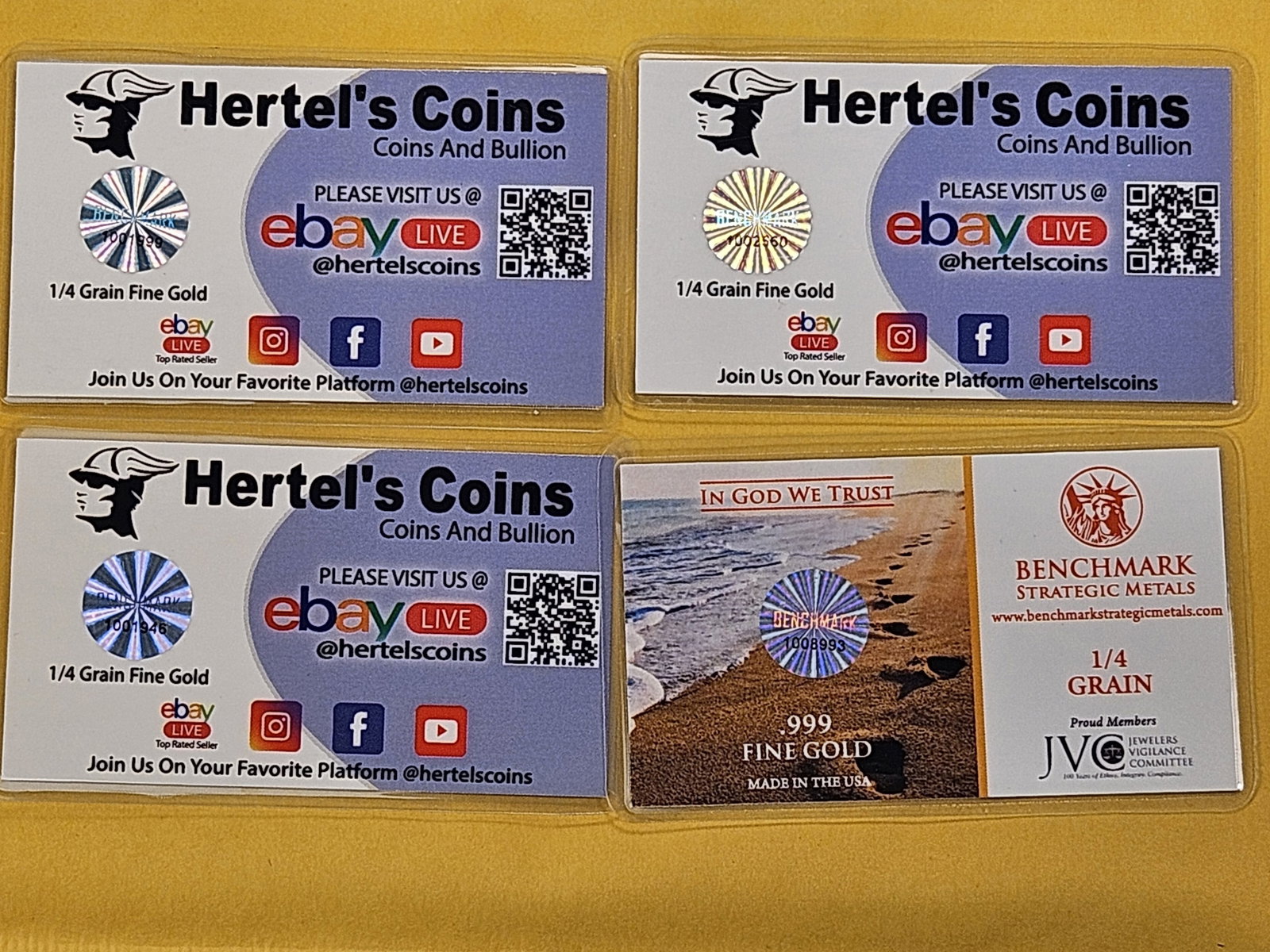 GOLD! Four .999 Fine Gold Bars - 6