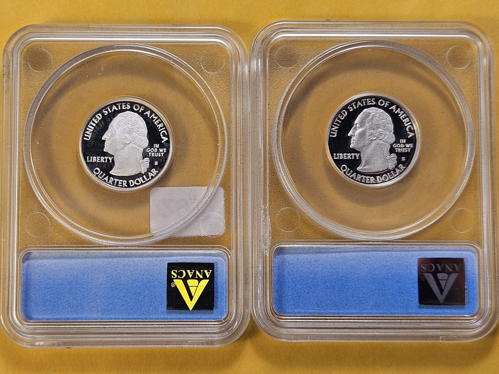 PERFECT! Two ANACS 2009-S Washington Silver Quarters in Proof 70 Deep Cameo - 4