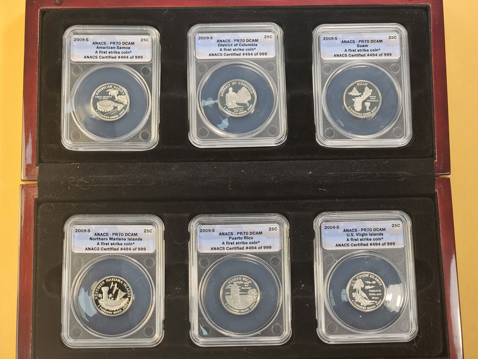 PERFECT! Six ANACS 2010-S Washington Quarters in Proof 70 Deep Cameo - 2