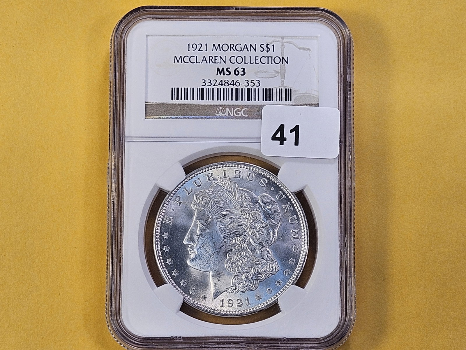 NGC 1921 Morgan Silver Dollar in Mint State 63 - 2